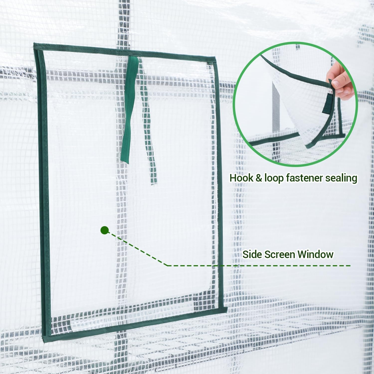 image:imageOhuhu Greenhouse for Outdoors with Mesh Side Windows 3 Tiers 4 Shelves Small WalkIn Green House Plant Stands Plastic PE Cover Outside Portable Warm House for Seedling Flowers Growing 48x25x64 FTWhite