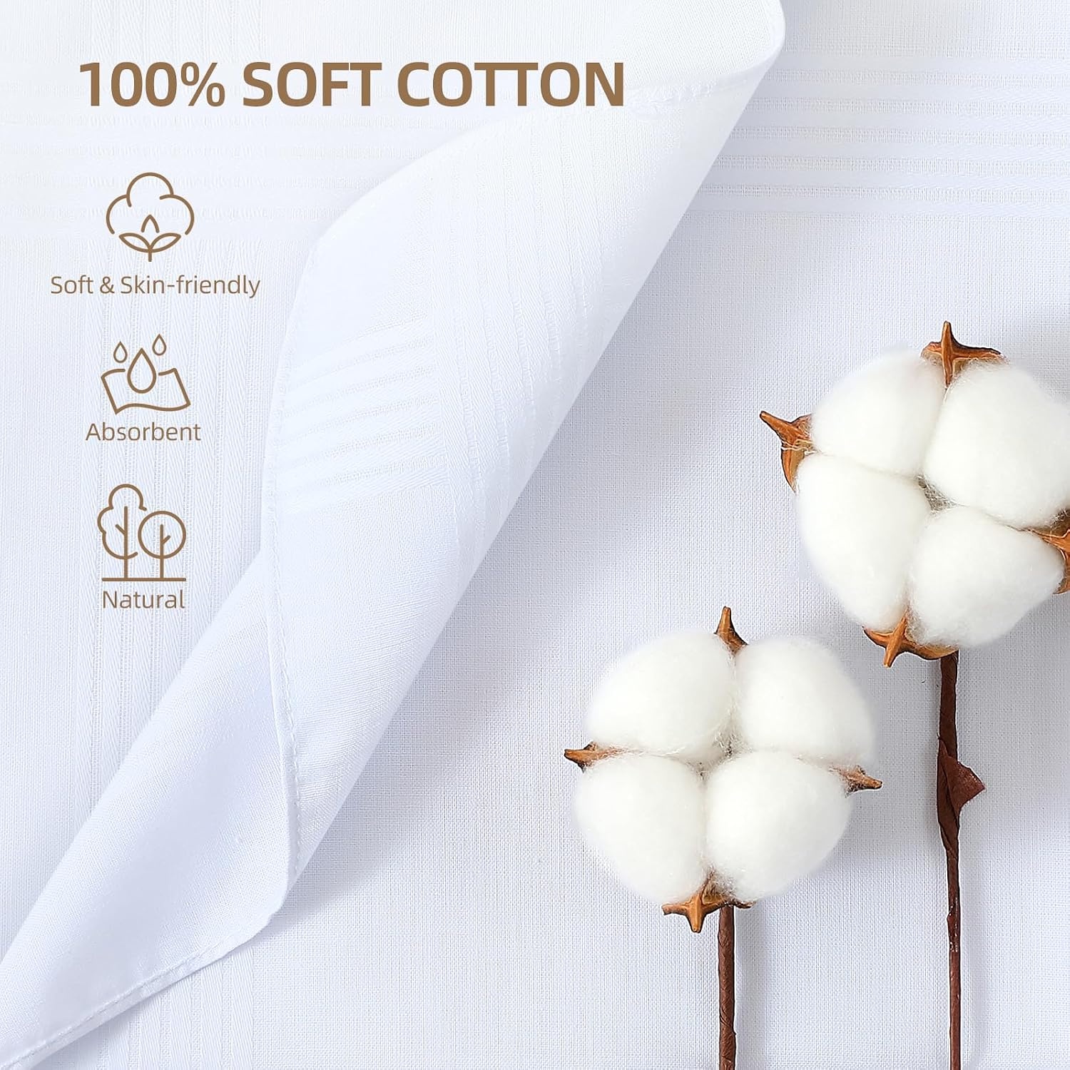 image:imageOhuhu Handkerchiefs for Men 100 Soft Cotton Hankerchief Machine Wash White Pocket Square for Suit 16 x 16 Mens Hankie12