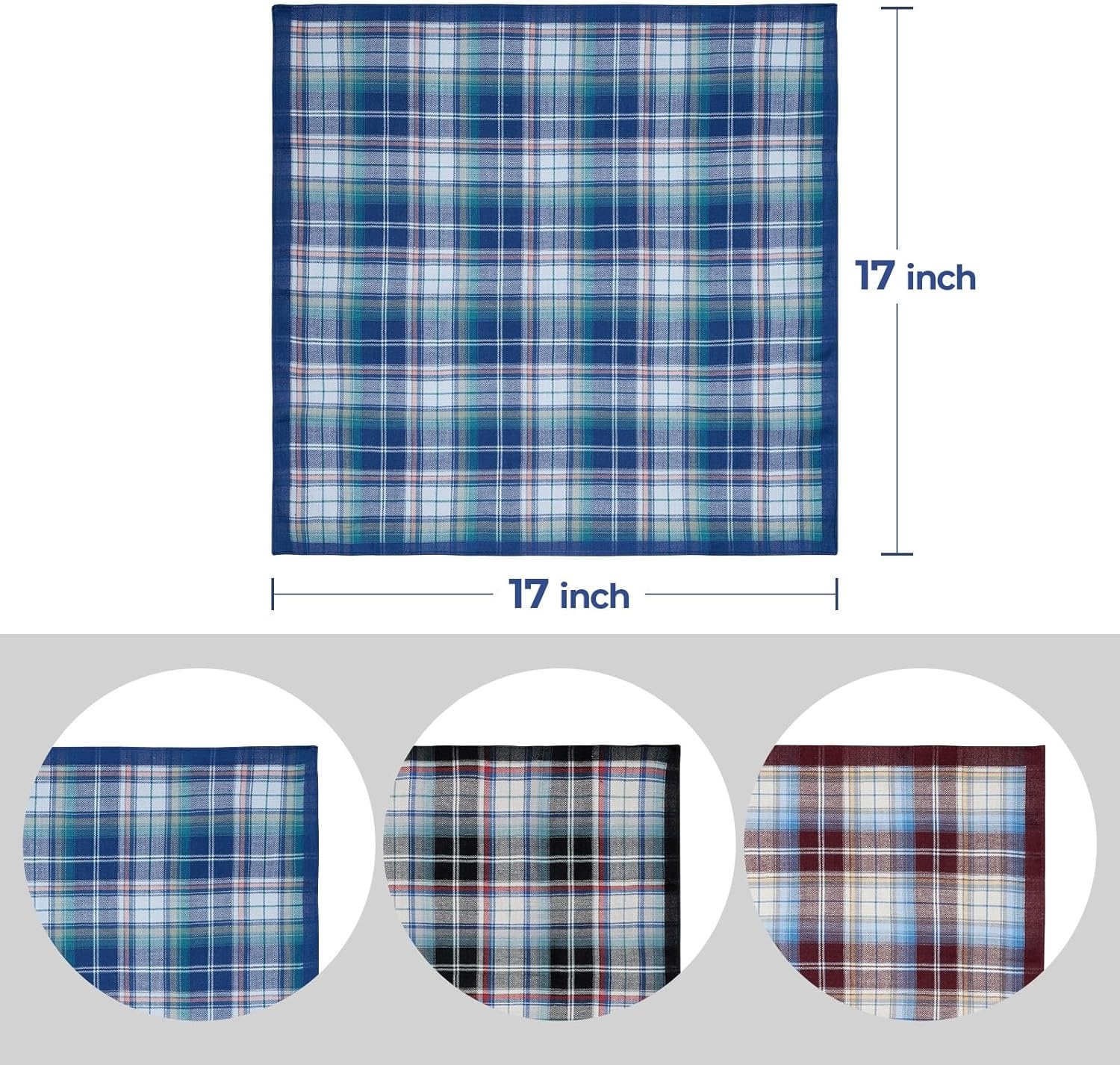 image:imageOhuhu Handkerchiefs for Men 12PCS 100 Cotton Classic Pocket Squares Set GiftBluebrowngray