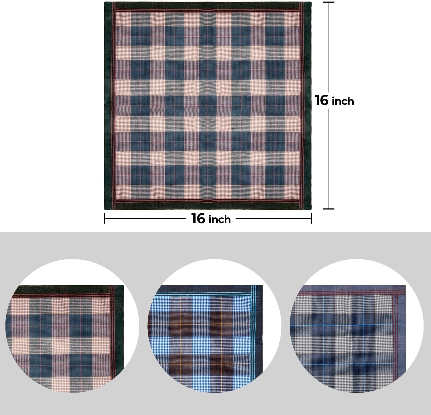 image:imageOhuhu Handkerchiefs for Men 12PCS 100 Cotton Classic Pocket Squares Set GiftBluegraygreen