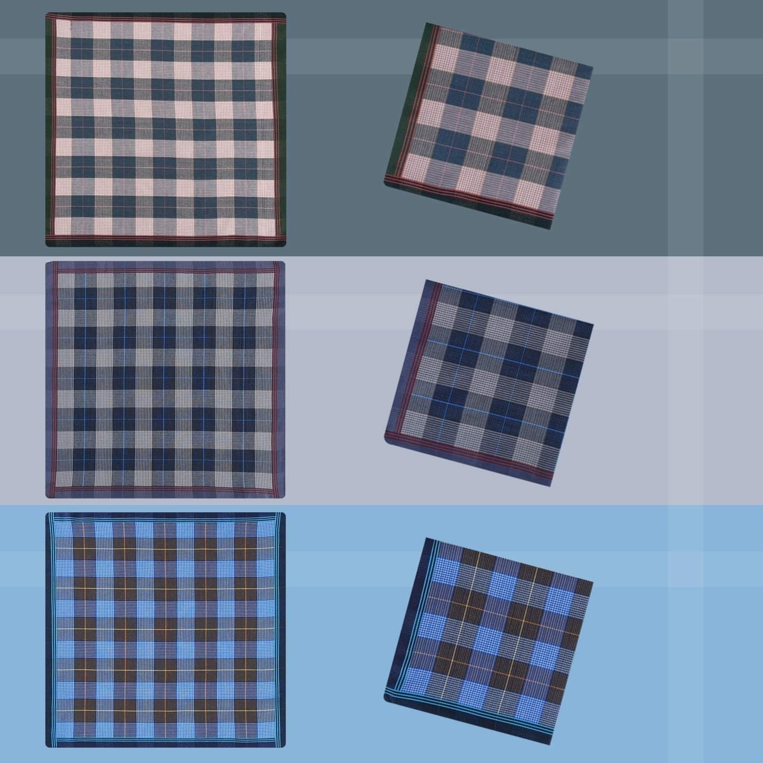 image:imageOhuhu Handkerchiefs for Men 12PCS 100 Cotton Classic Pocket Squares Set GiftBluegraygreen