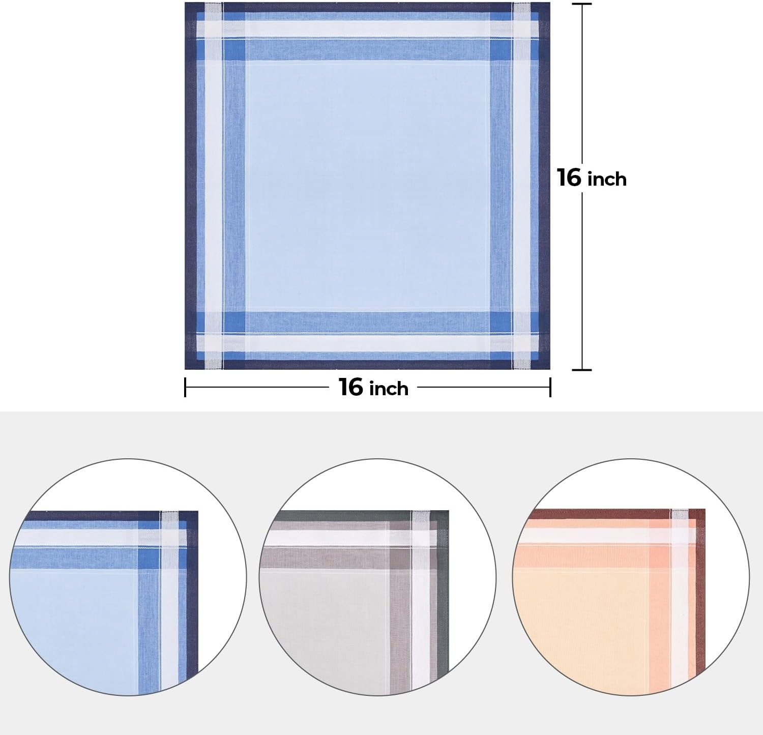 image:imageOhuhu Handkerchiefs for Men 12PCS 100 Cotton Classic Pocket Squares Set GiftBluegreybrown