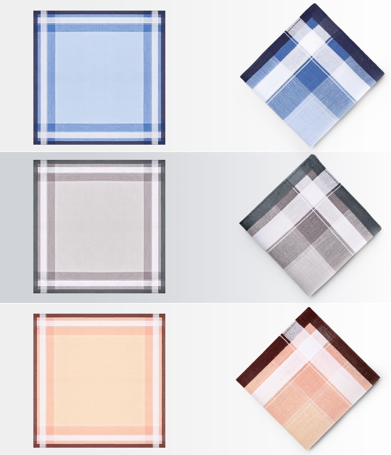 image:imageOhuhu Handkerchiefs for Men 12PCS 100 Cotton Classic Pocket Squares Set GiftBluegreybrown