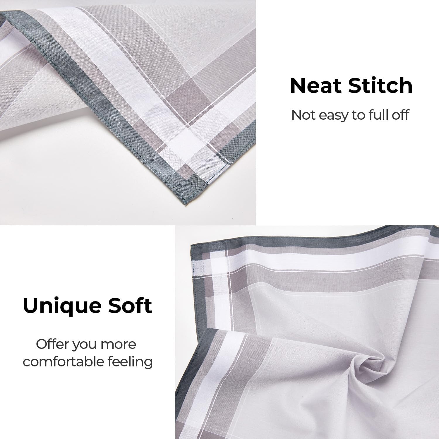 image:imageOhuhu Handkerchiefs for Men 12PCS 100 Cotton Classic Pocket Squares Set GiftBluegreybrown