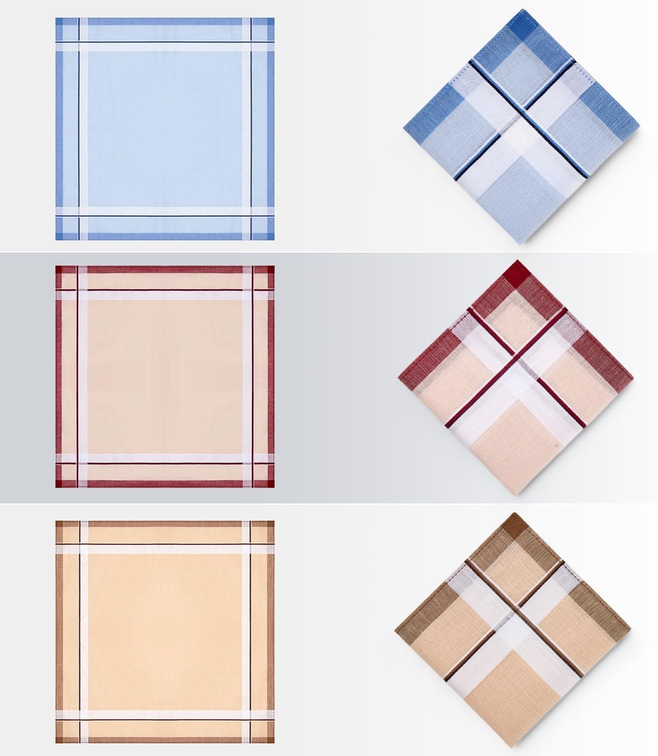 image:imageOhuhu Handkerchiefs for Men 12PCS 100 Cotton Classic Pocket Squares Set GiftBlueredbrown