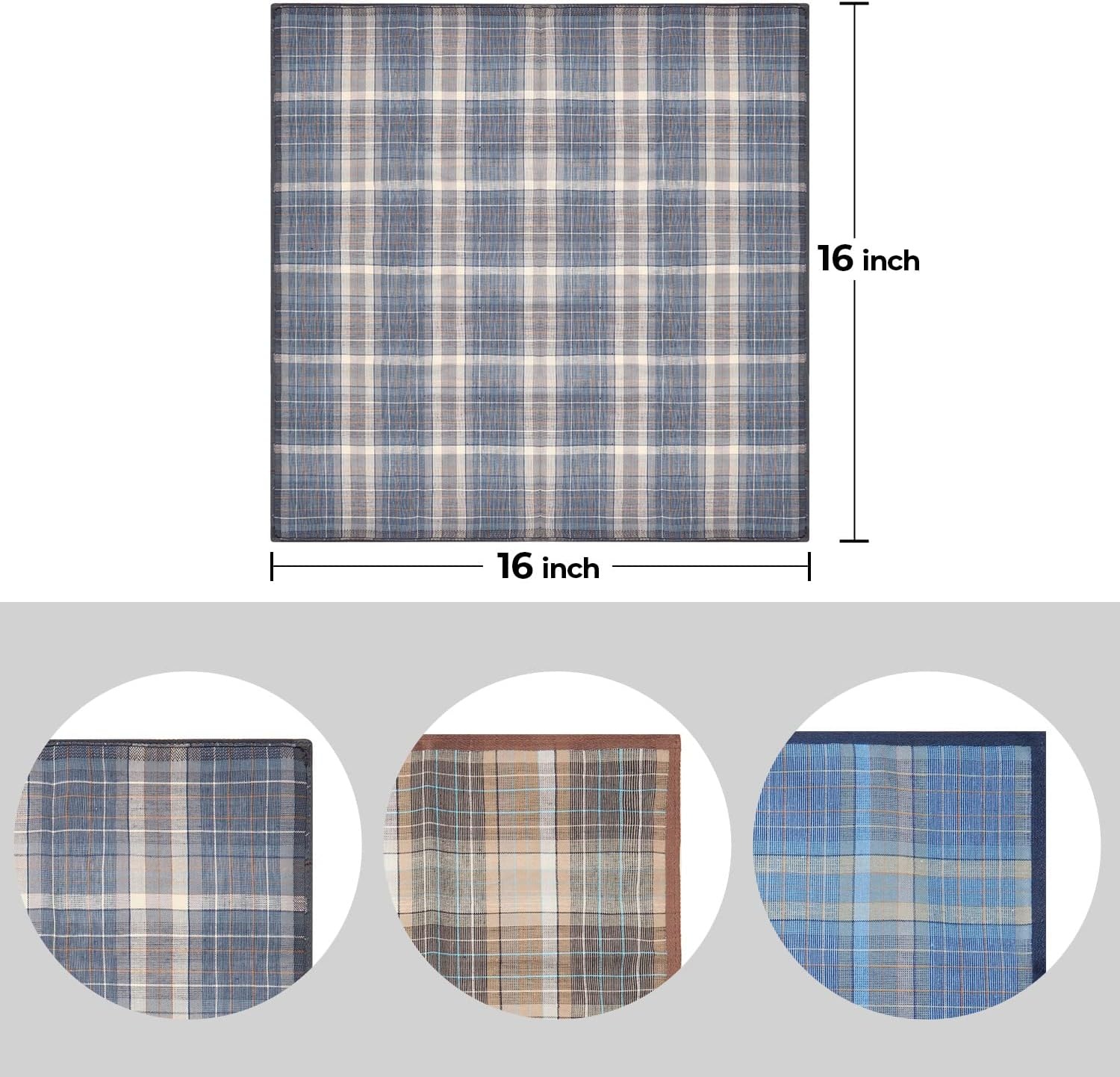 image:imageOhuhu Handkerchiefs for Men 12PCS 100 Cotton Classic Pocket Squares Set GiftLight Plaid 3 Colors