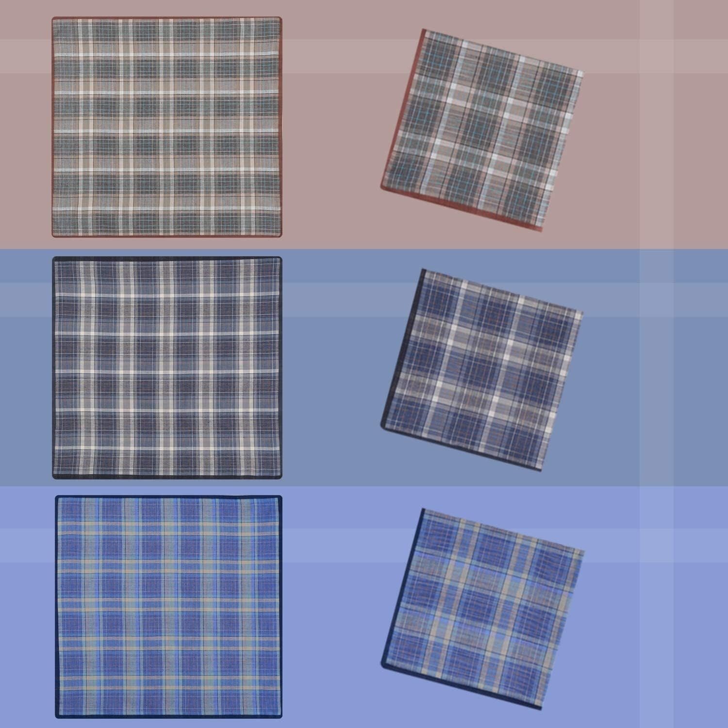 image:imageOhuhu Handkerchiefs for Men 12PCS 100 Cotton Classic Pocket Squares Set GiftLight Plaid 3 Colors
