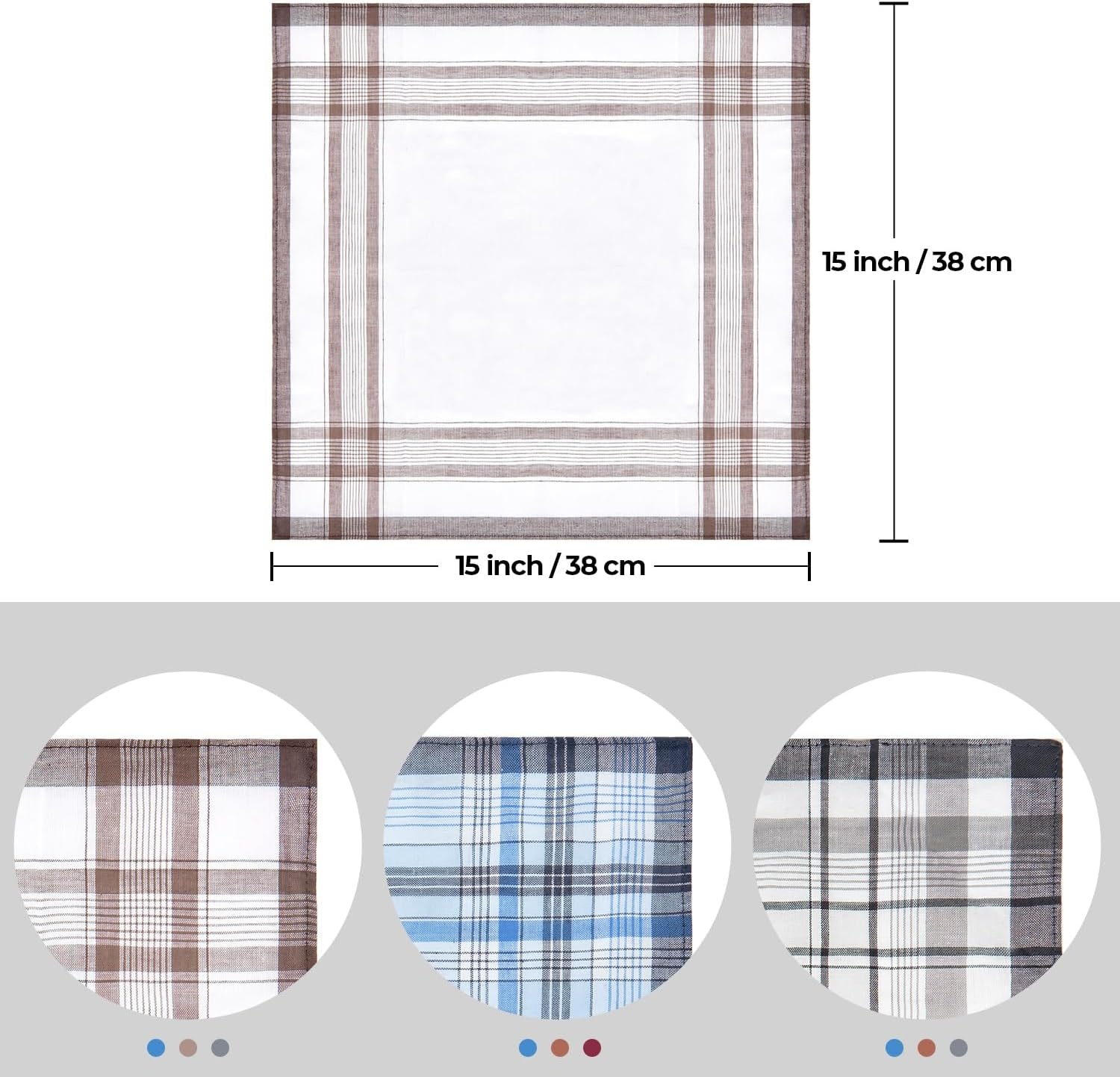 image:imageOhuhu Handkerchiefs for Men 12PCS 100 Cotton Classic Pocket Squares Set GiftRedbrownbluegray