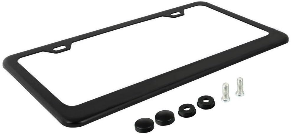 image:imageOhuhu License Plate Frames 2 Pcs 4 Holes Slim Stainless Steel Polish Mirror License Plate Frame Chrome Screw Caps SilverBlack 2 Holes