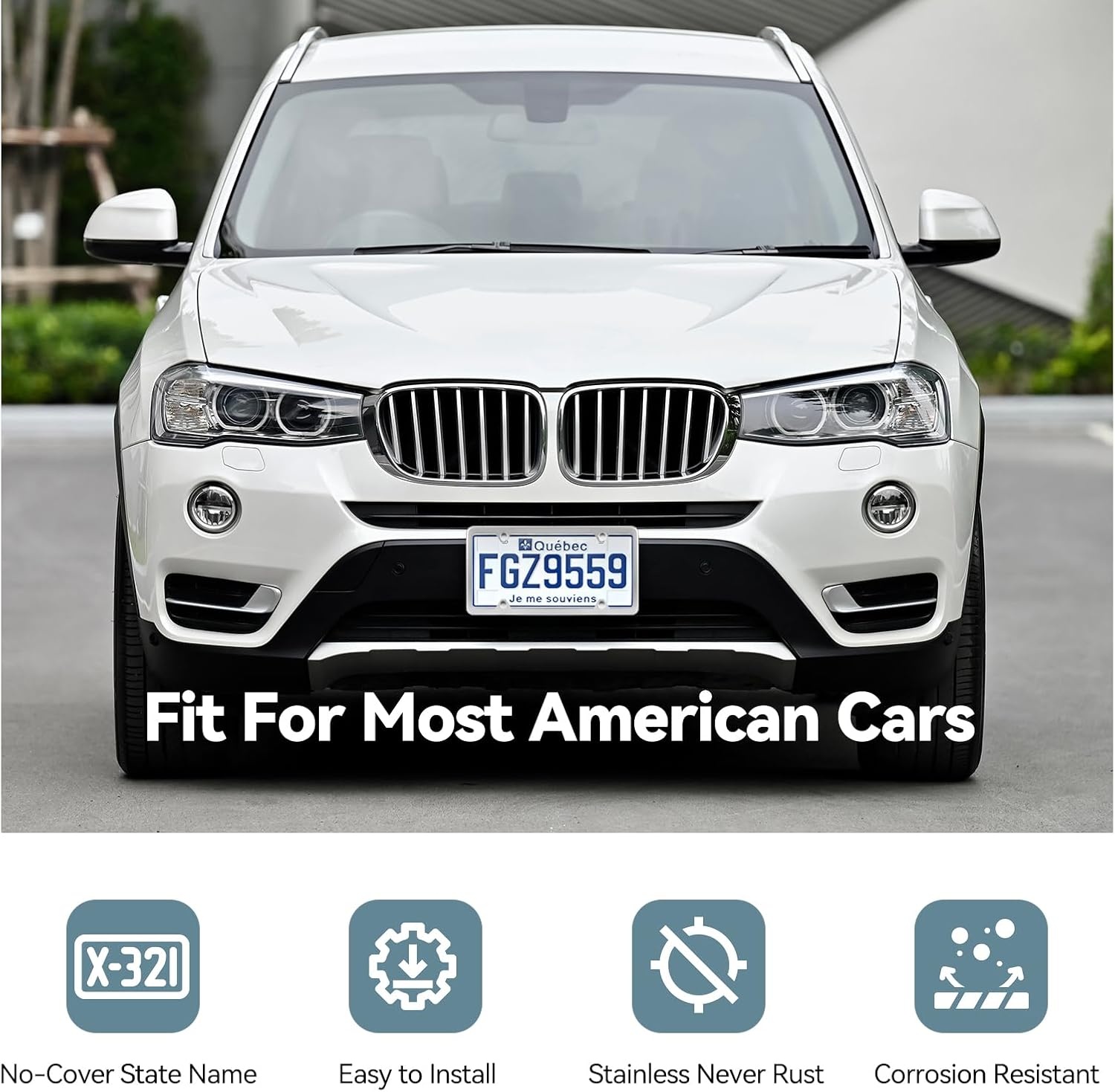 image:imageOhuhu License Plate Frames 2 Pcs 4 Holes Slim Stainless Steel Polish Mirror License Plate Frame Chrome Screw Caps SilverSilver 4 Holes