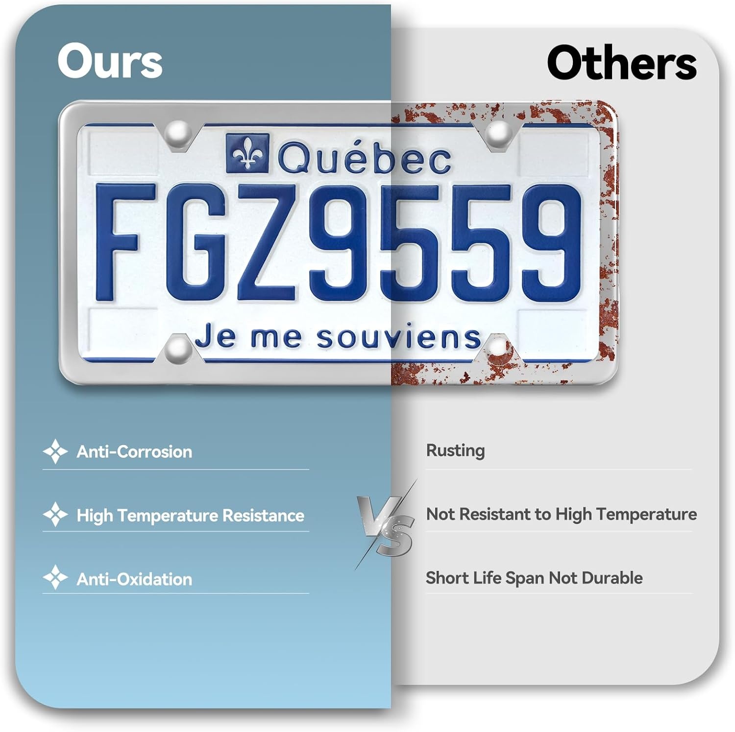 image:imageOhuhu License Plate Frames 2 Pcs 4 Holes Slim Stainless Steel Polish Mirror License Plate Frame Chrome Screw Caps SilverSilver 4 Holes