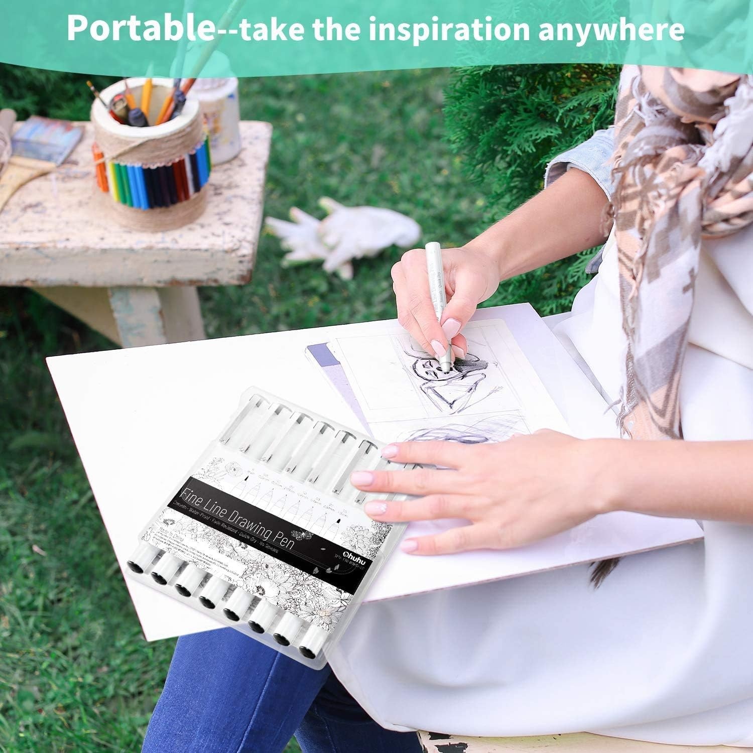 image:imageOhuhu Liquid Fineliner Drawing Pens 9 Sizes Micro Pens Drawing Pens Pigment Black Ink Waterproof Alcoholproof Assorted Point Tips Smooth Writing Sketching Journaling Anime Artist Beginners Kohala8
