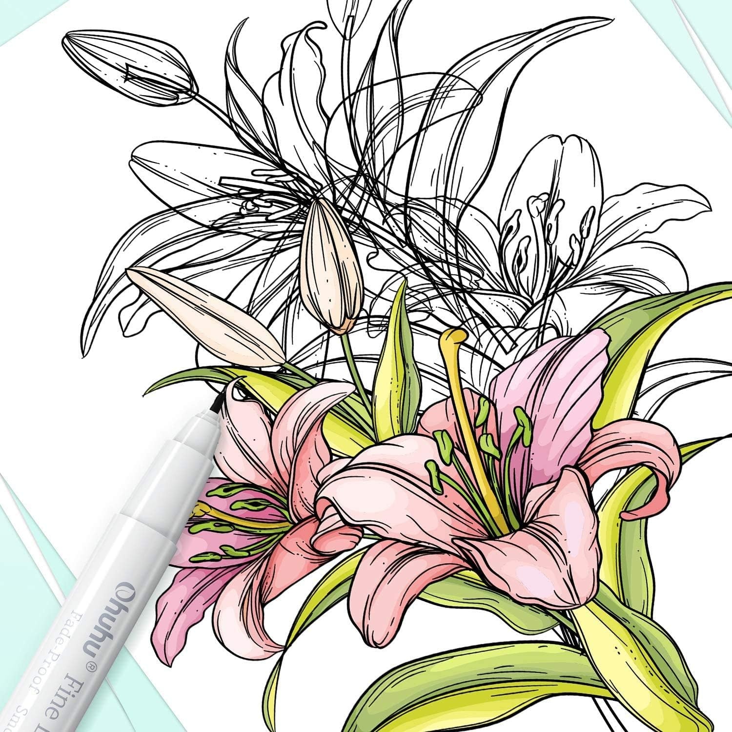 image:imageOhuhu Liquid Fineliner Drawing Pens 9 Sizes Micro Pens Drawing Pens Pigment Black Ink Waterproof Alcoholproof Assorted Point Tips Smooth Writing Sketching Journaling Anime Artist Beginners Kohala8