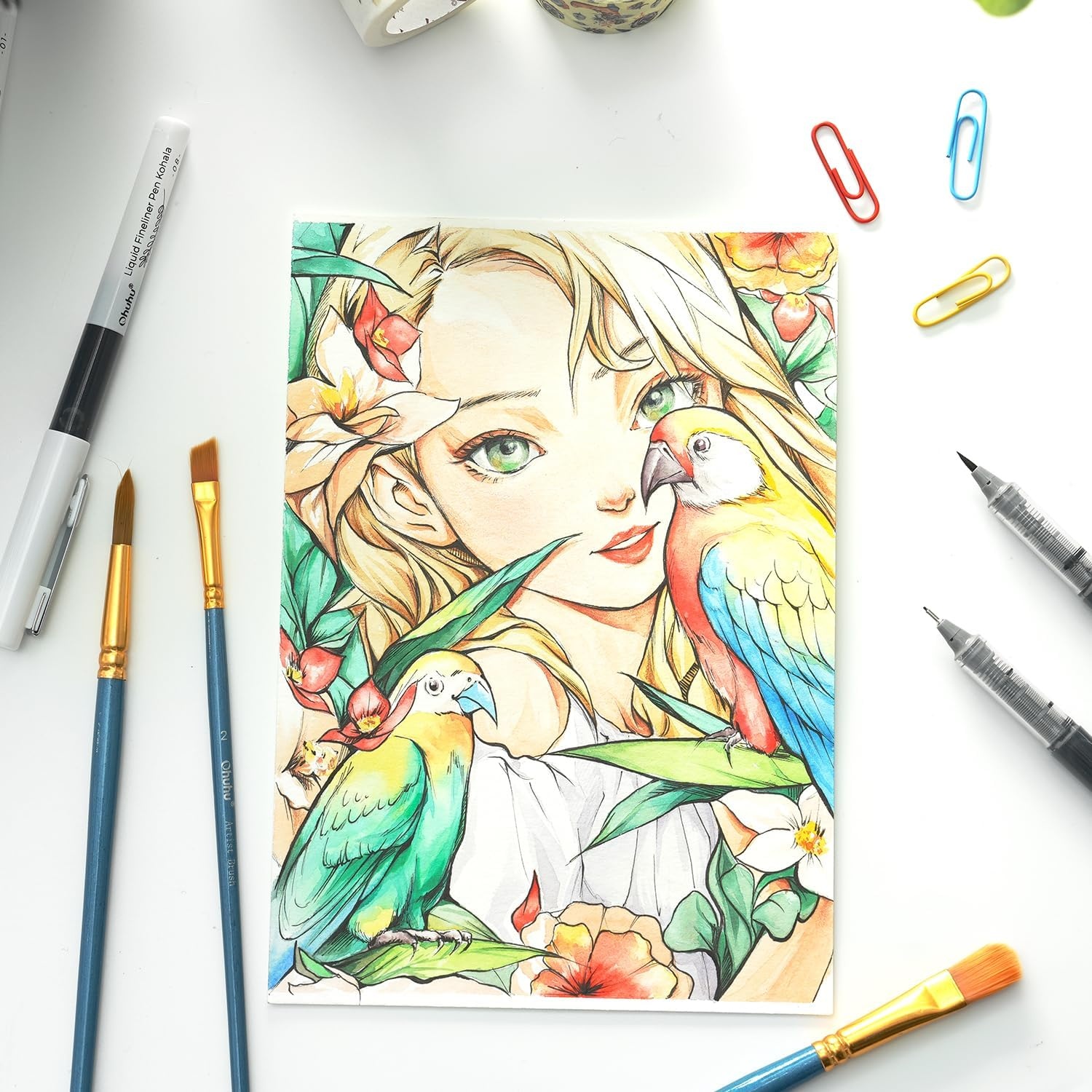 image:imageOhuhu Liquid Fineliner Drawing Pens 9 Sizes Micro Pens Drawing Pens Pigment Black Ink Waterproof Alcoholproof Assorted Point Tips Smooth Writing Sketching Journaling Anime Artist Beginners Kohala9