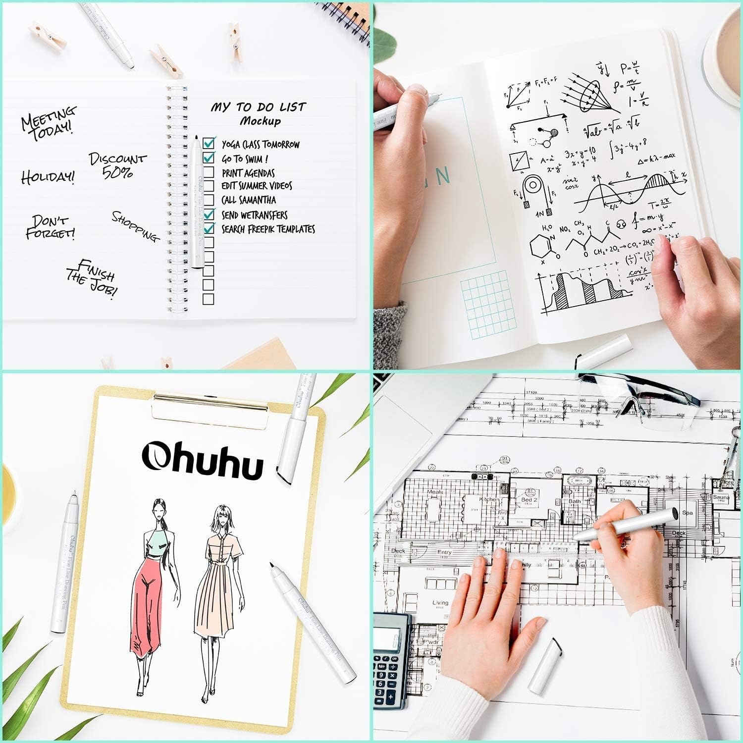 image:imageOhuhu Liquid Fineliner Drawing Pens 9 Sizes Micro Pens Drawing Pens Pigment Black Ink Waterproof Alcoholproof Assorted Point Tips Smooth Writing Sketching Journaling Anime Artist Beginners Kohala8