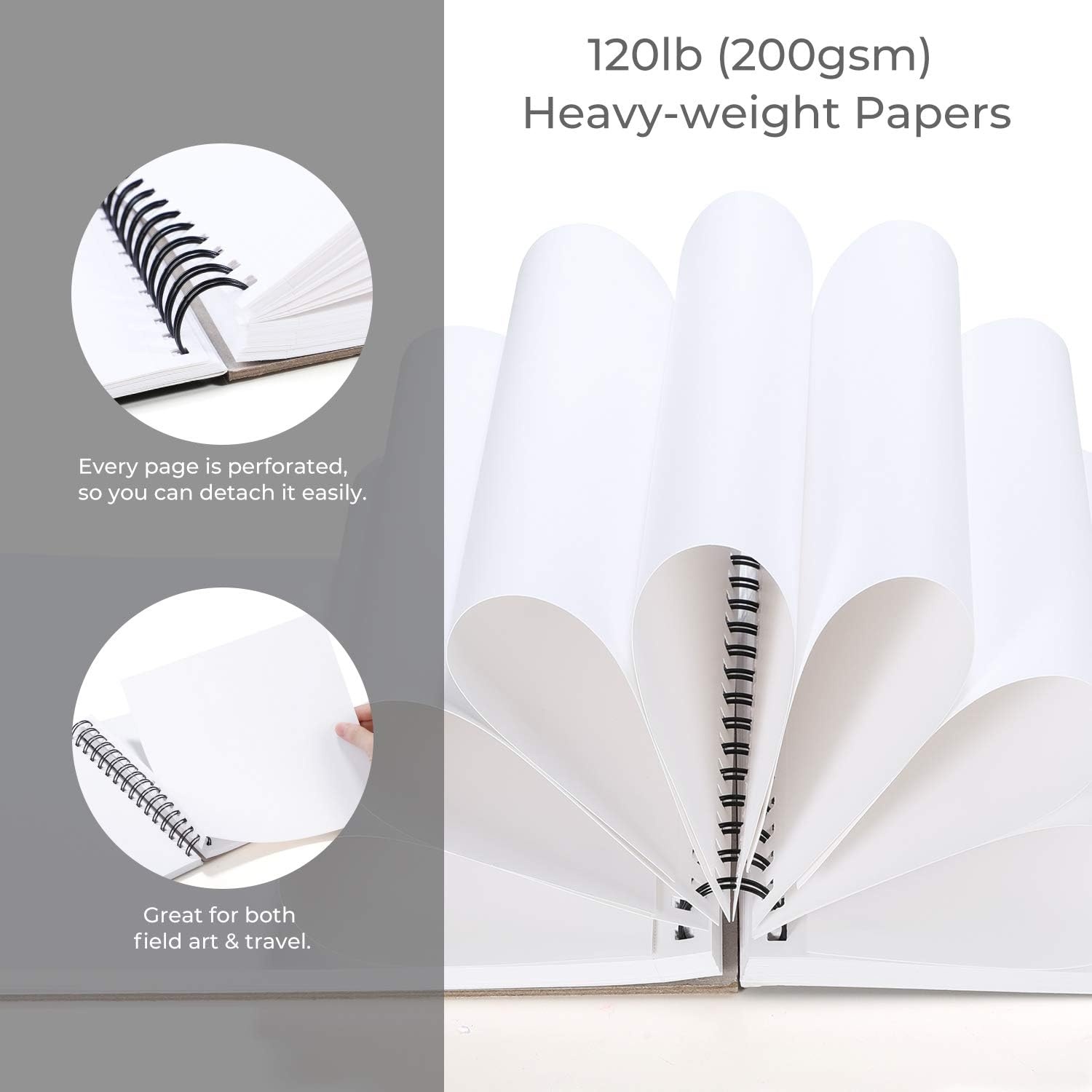 image:imageOhuhu Marker Pads Art Sketchbook 7x10 Large Paper Size 120 LB200 GSM Heavy Smooth Drawing Papers 60 Sheets120 Pages SpiralBound Sketch Book for Alcohol Markers Christmas Gift83 x 83