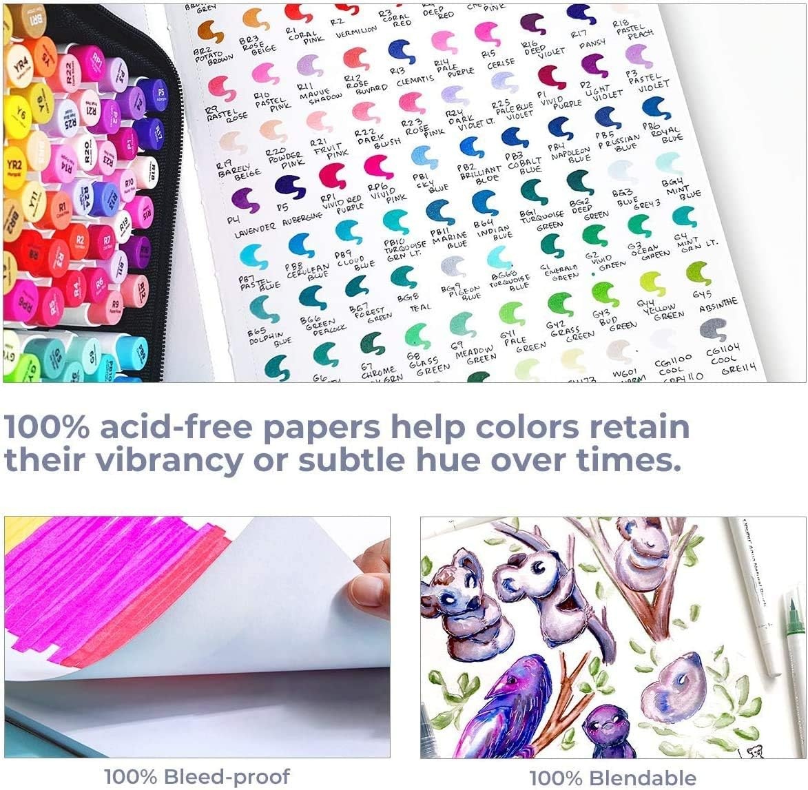 image:imageOhuhu Marker Pads Art Sketchbook 7x10 Large Paper Size 120 LB200 GSM Heavy Smooth Drawing Papers 60 Sheets120 Pages SpiralBound Sketch Book for Alcohol Markers Christmas Gift7 x 10