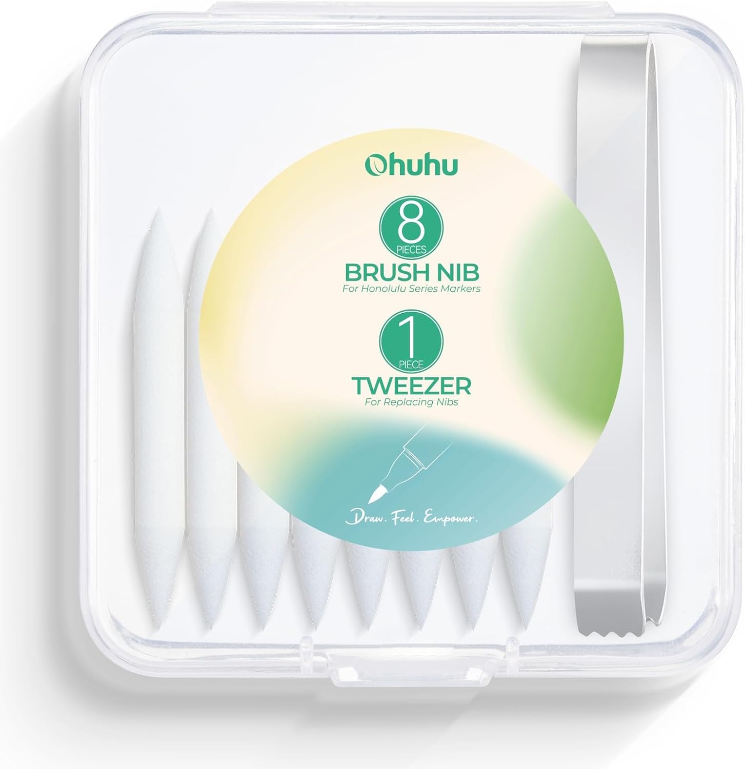 image:imageOhuhu Markers Replacement Super Brush Nibs of Honolulu amp Honolulu B Series Pack of 8 A Tweezer included Comes in A Storage Box