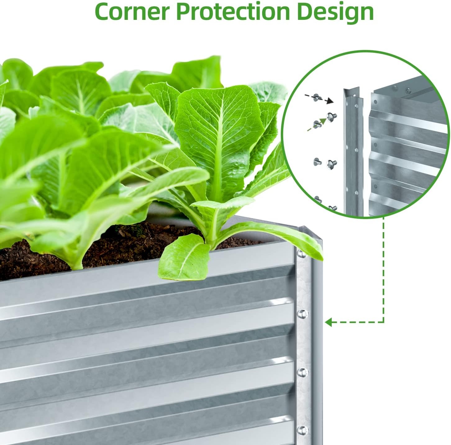 image:imageOhuhu Metal Raised Garden Beds 8x3x19 FT Heightened Raised Box for Vegetables ExtraLarge Reinforced Galvanized Steel Raised Boxes Heavy Duty Planter Box Bed for Growing Flowers Herbs Succulents