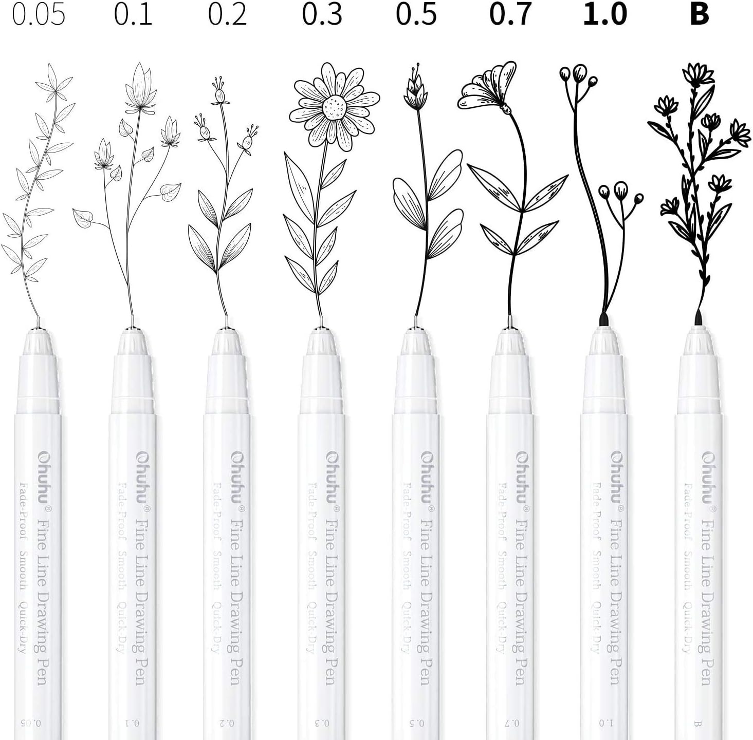 image:imageOhuhu Micro Fineliner Pens 8 Pack Art Sketchbook