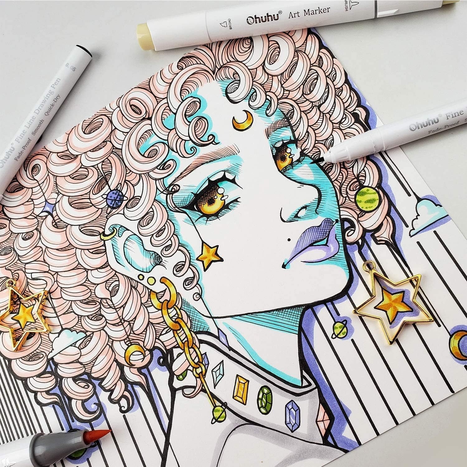 image:imageOhuhu Micro Fineliner Pens 8 Pack Art Sketchbook