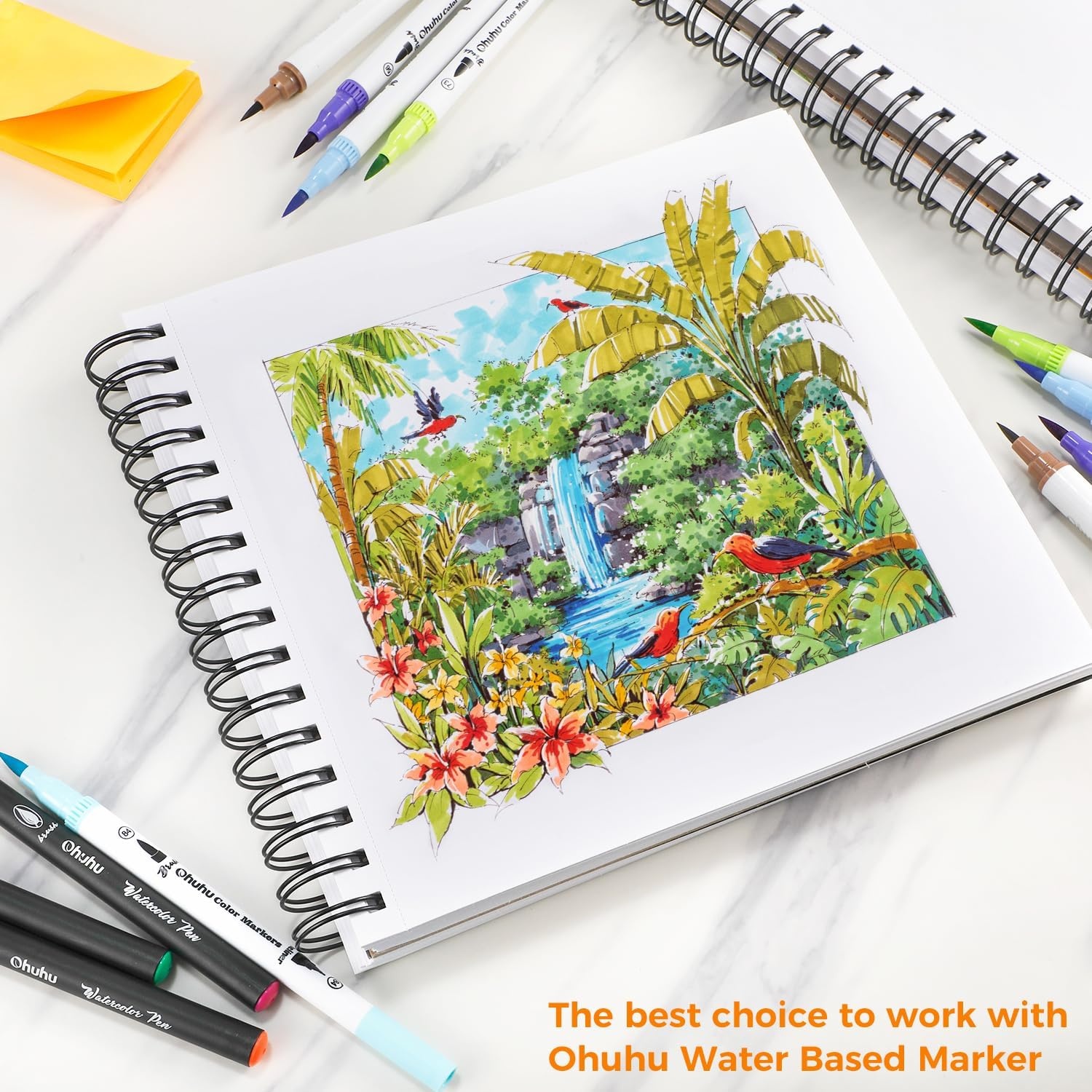 image:imageOhuhu Mix Media Pad 7 x 10 Mixed Media Art Sketchbook 120 LB200 GSM Heavyweight Papers 62 Sheets124 Pages Spiral Bound Mixed Media Paper Pad for Acrylic Painting Christmas Gift83 x 83
