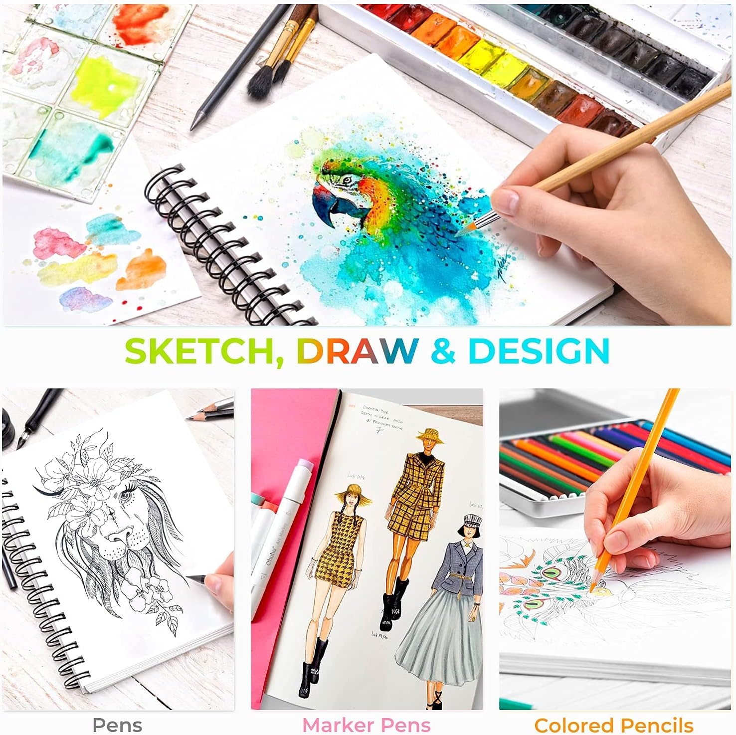 image:imageOhuhu Mix Media Pad 7 x 10 Mixed Media Art Sketchbook 120 LB200 GSM Heavyweight Papers 62 Sheets124 Pages Spiral Bound Mixed Media Paper Pad for Acrylic Painting Christmas Gift55 x 85