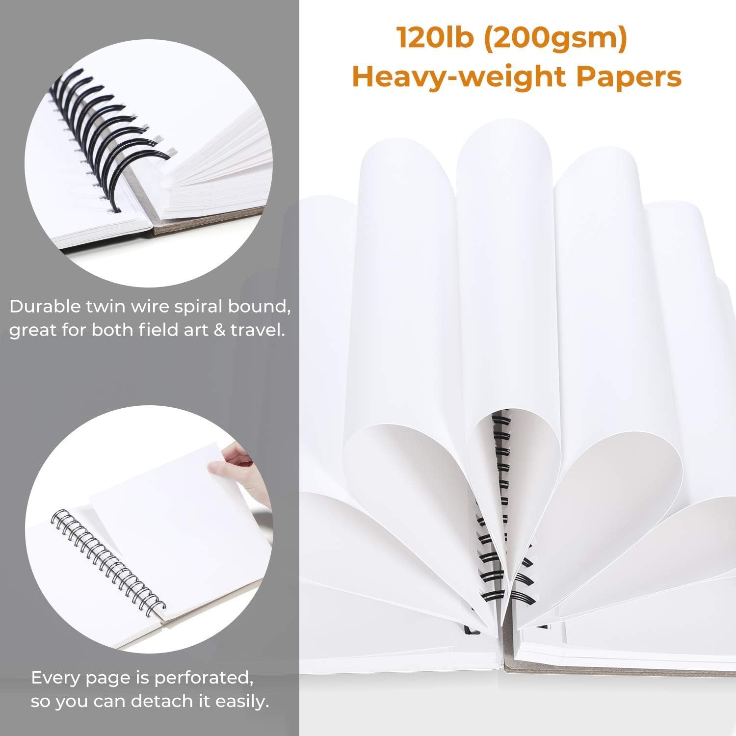 image:imageOhuhu Mix Media Pad 7 x 10 Mixed Media Art Sketchbook 120 LB200 GSM Heavyweight Papers 62 Sheets124 Pages Spiral Bound Mixed Media Paper Pad for Acrylic Painting Christmas Gift83 x 83