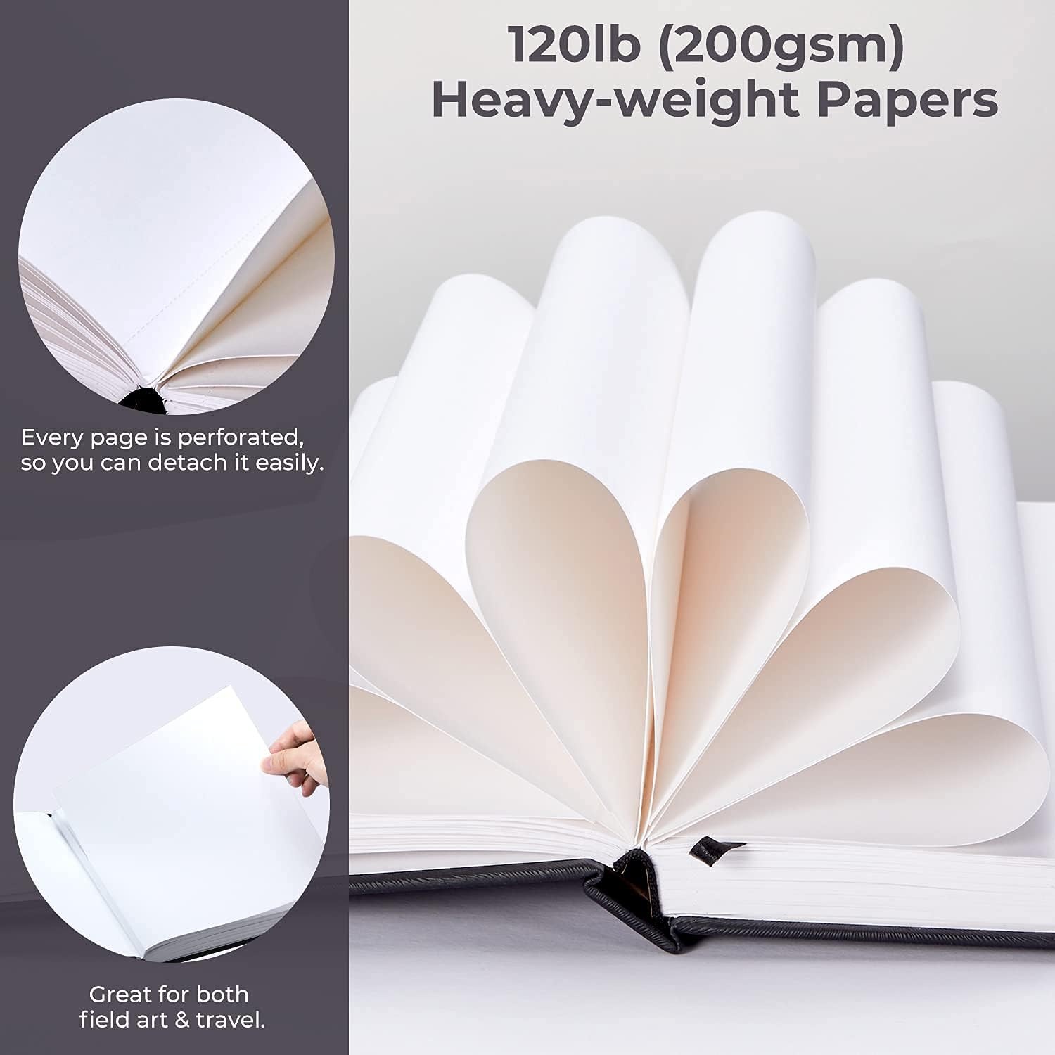 image:imageOhuhu Mixed Media Pad 83 x 83 Square Mix Media Sketchbook 120 LB200 GSM Heavyweight Papers 78 Sheets156 Pages PU Hardcover MultiMedia Paper Pad for Acrylic Painting Christmas Gift83 x 83