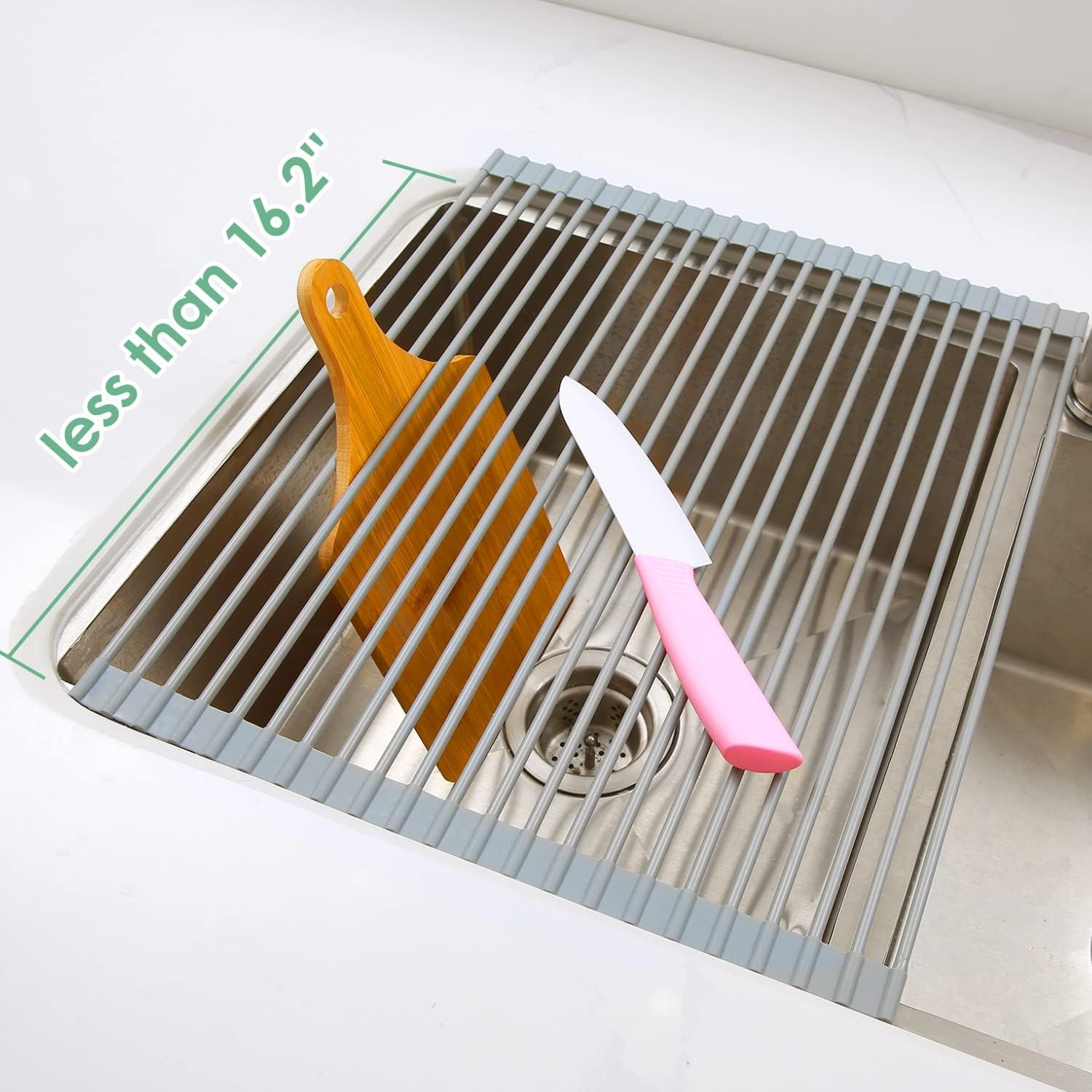image:imageOhuhu Over Sink Dish Drying Rack 2 Pack Roll Up Drying Rack 17 L x 13 W HeatResistant AntiSlip Silicone Coated Sink Drying Racks Mat for Kitchen Counter Organizer