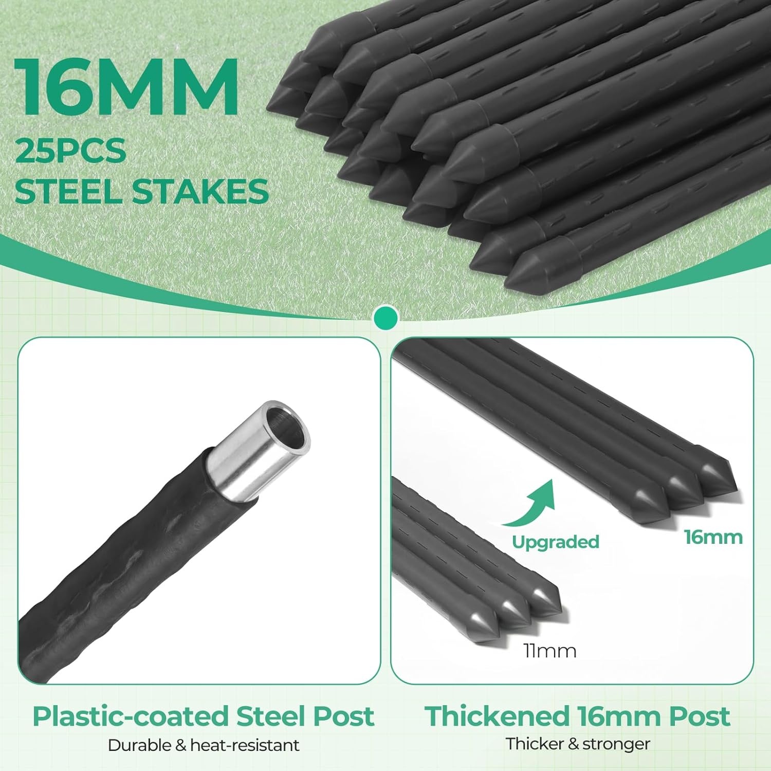 image:imageOhuhu Plastic Garden Fence Roll with Stakes 34 x 100 Temporary Fence with 25Pcs 4 FT Thick Posts Reusable Barrier Fencing for Animals Chicken Rabbit Dog Construction Snow ProtectionBlack