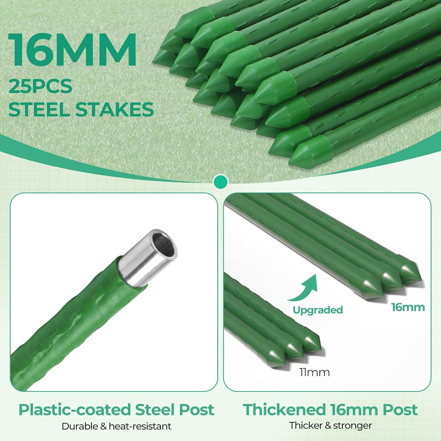 image:imageOhuhu Plastic Garden Fence Roll with Stakes 34 x 100 Temporary Fence with 25Pcs 4 FT Thick Posts Reusable Barrier Fencing for Animals Chicken Rabbit Dog Construction Snow ProtectionGreen