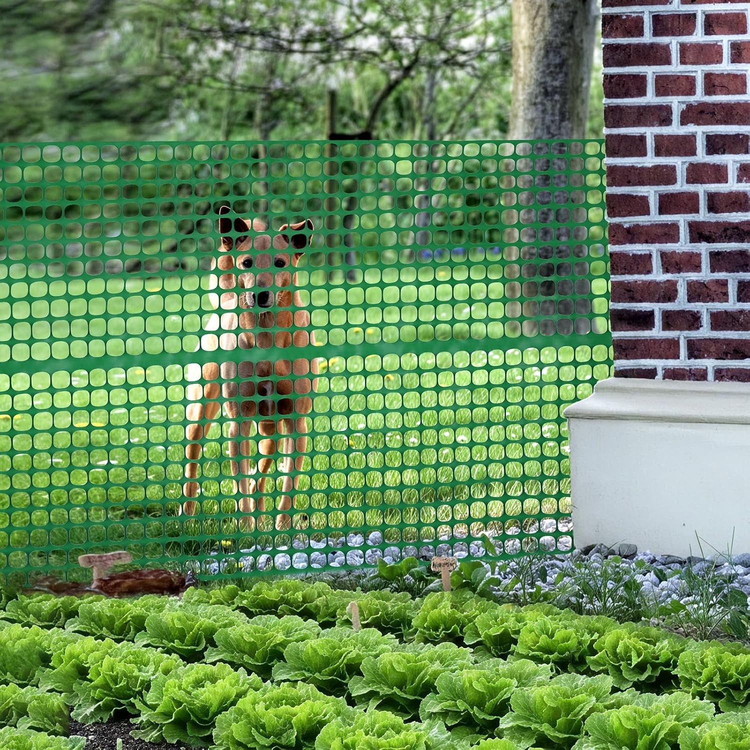 image:imageOhuhu Plastic Garden Fence Safety Fence 4x100107LB Reusable Netting Plastic Mesh Fence Roll Temporary Fencing for Animal Barrier Construction Snow Fence Poultry Rabbits Chicken Dogs DeerGreen