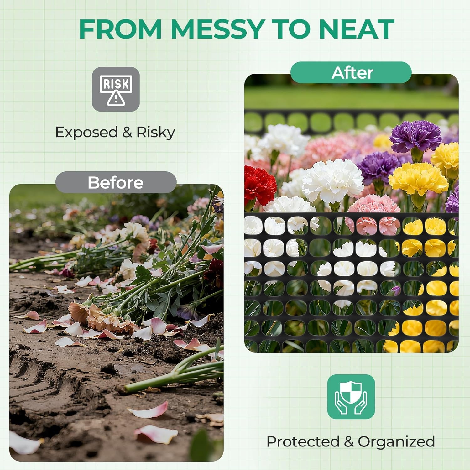 image:imageOhuhu Plastic Garden Fence Safety Fence 4x100107LB Reusable Netting Plastic Mesh Fence Roll Temporary Fencing for Animal Barrier Construction Snow Fence Poultry Rabbits Chicken Dogs DeerBlack