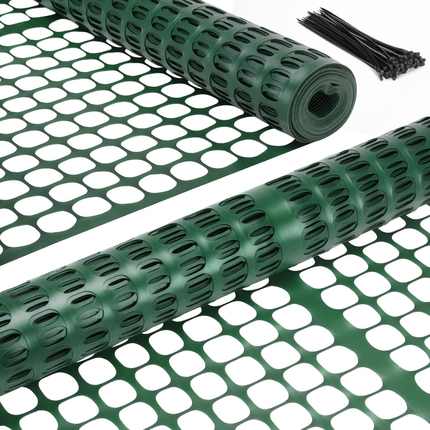 image:imageOhuhu Plastic Garden Fence Safety Fence 4x100107LB Reusable Netting Plastic Mesh Fence Roll Temporary Fencing for Animal Barrier Construction Snow Fence Poultry Rabbits Chicken Dogs DeerGreen