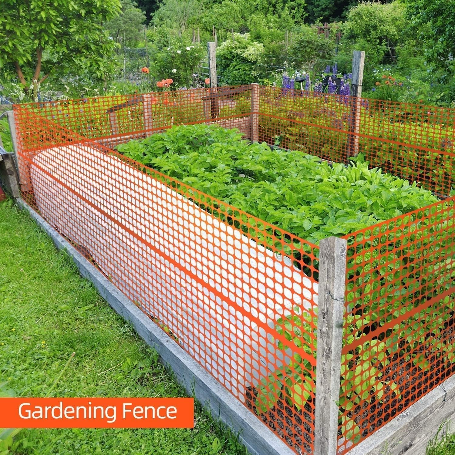 image:imageOhuhu Plastic Garden Fence Safety Fence 4x100107LB Reusable Netting Plastic Mesh Fence Roll Temporary Fencing for Animal Barrier Construction Snow Fence Poultry Rabbits Chicken Dogs DeerOrange
