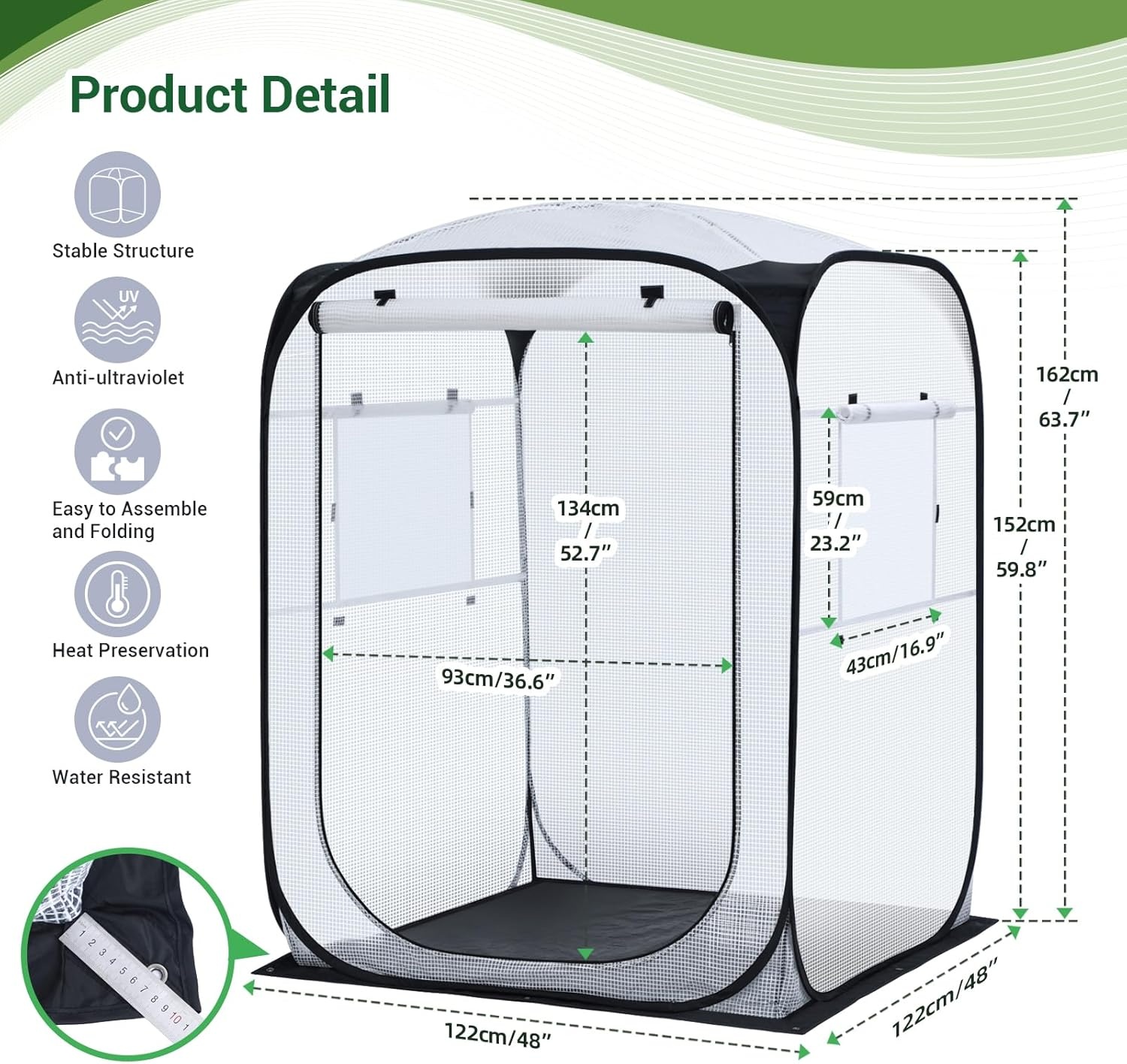 image:imageOhuhu Pop Up Greenhouse for Outdoors Portable Walkin Mini Green House with Removable PE Mat amp Mesh Window Fast Setup GreenHouses for Indoor Outside Protecting Plant from Cold Frost amp BirdsWhite