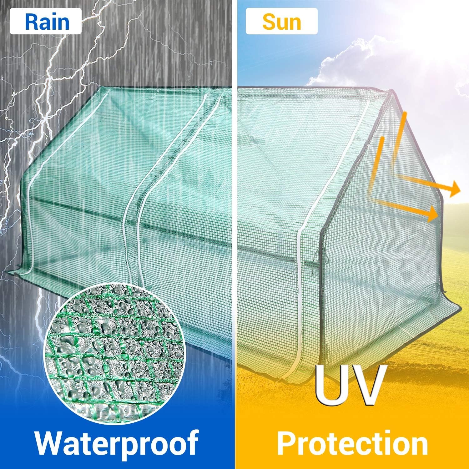 image:imageOhuhu Portable Mini Greenhouse 71x36x36 Greenhouses for Outdoors with Dual Large Zipper Doors amp Ground Stakes Waterproof amp UV Protected Plastic Green House for Outside Garden Patio BackyardGreen