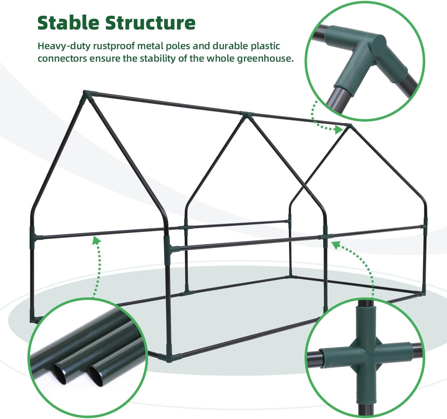 image:imageOhuhu Portable Mini Greenhouse 71x36x36 Greenhouses for Outdoors with Dual Large Zipper Doors amp Ground Stakes Waterproof amp UV Protected Plastic Green House for Outside Garden Patio BackyardGreen