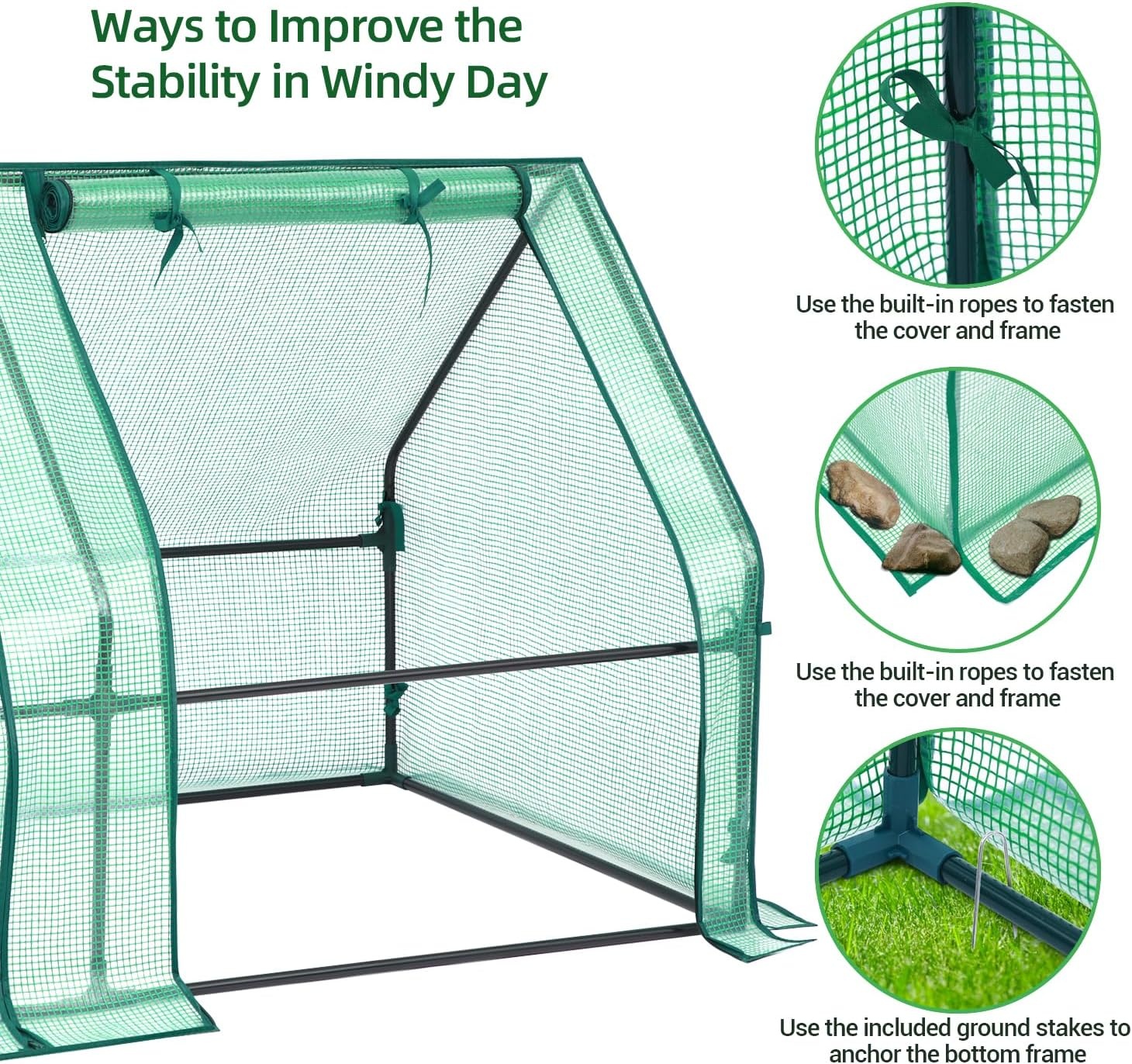 image:imageOhuhu Portable Mini Greenhouse 71x36x36 Greenhouses for Outdoors with Dual Large Zipper Doors amp Ground Stakes Waterproof amp UV Protected Plastic Green House for Outside Garden Patio BackyardGreen