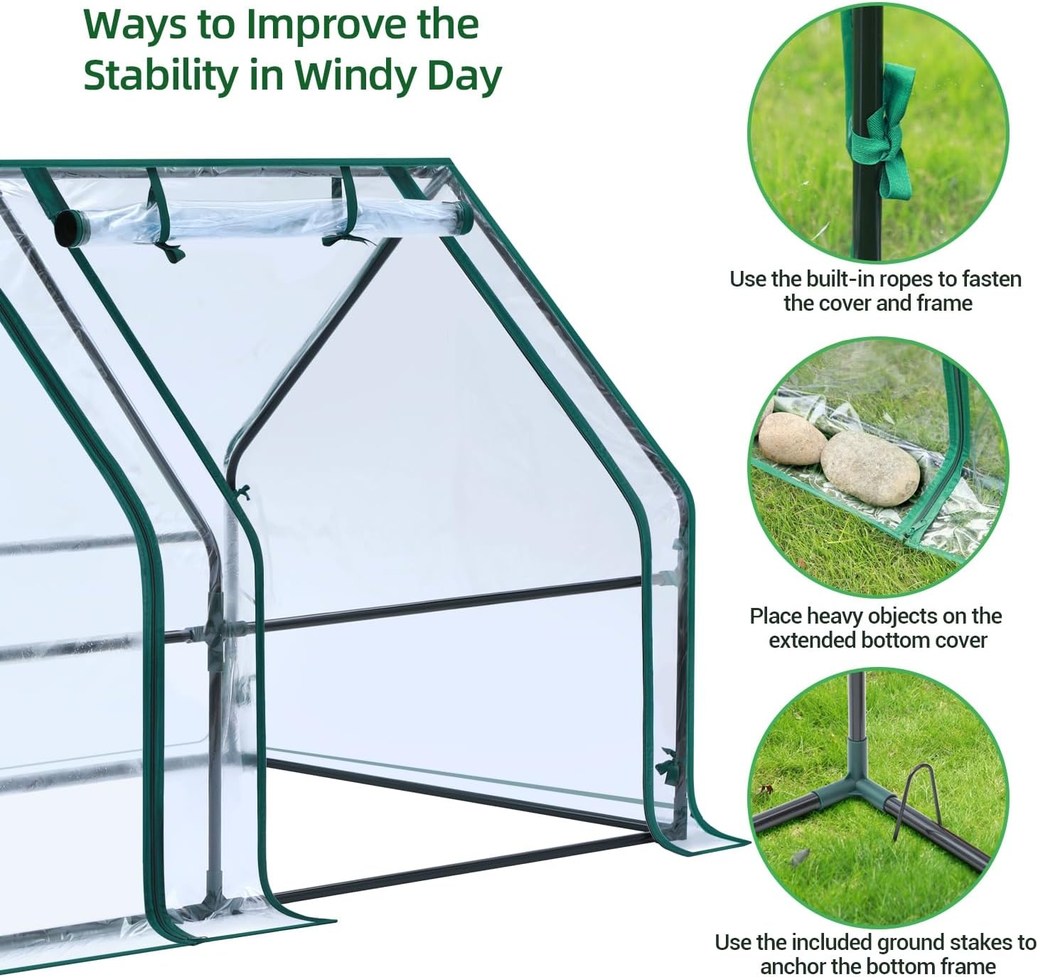 image:imageOhuhu Portable Mini Greenhouse 71x36x36 Greenhouses for Outdoors with Dual Large Zipper Doors amp Ground Stakes Waterproof amp UV Protected Plastic Green House for Outside Garden Patio BackyardClear
