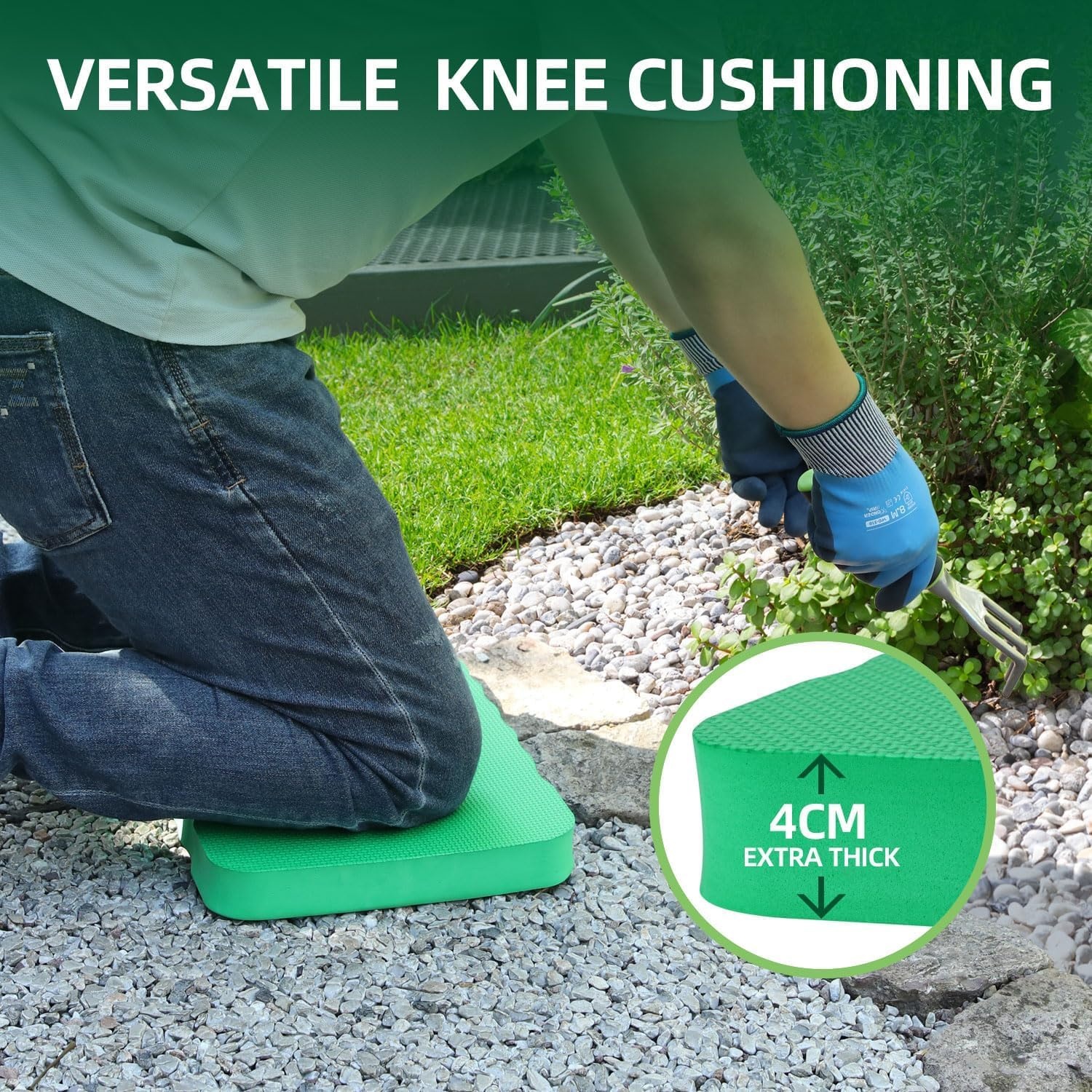 image:imageOhuhu Premium Thick Kneeling Pad 2Pack Large Comfortable Gardening Knee Mat with 2 Different Surfaces Extra Thick Knee Cushion Kneeler for Gardening Work Baby Bath ExerciseGreen