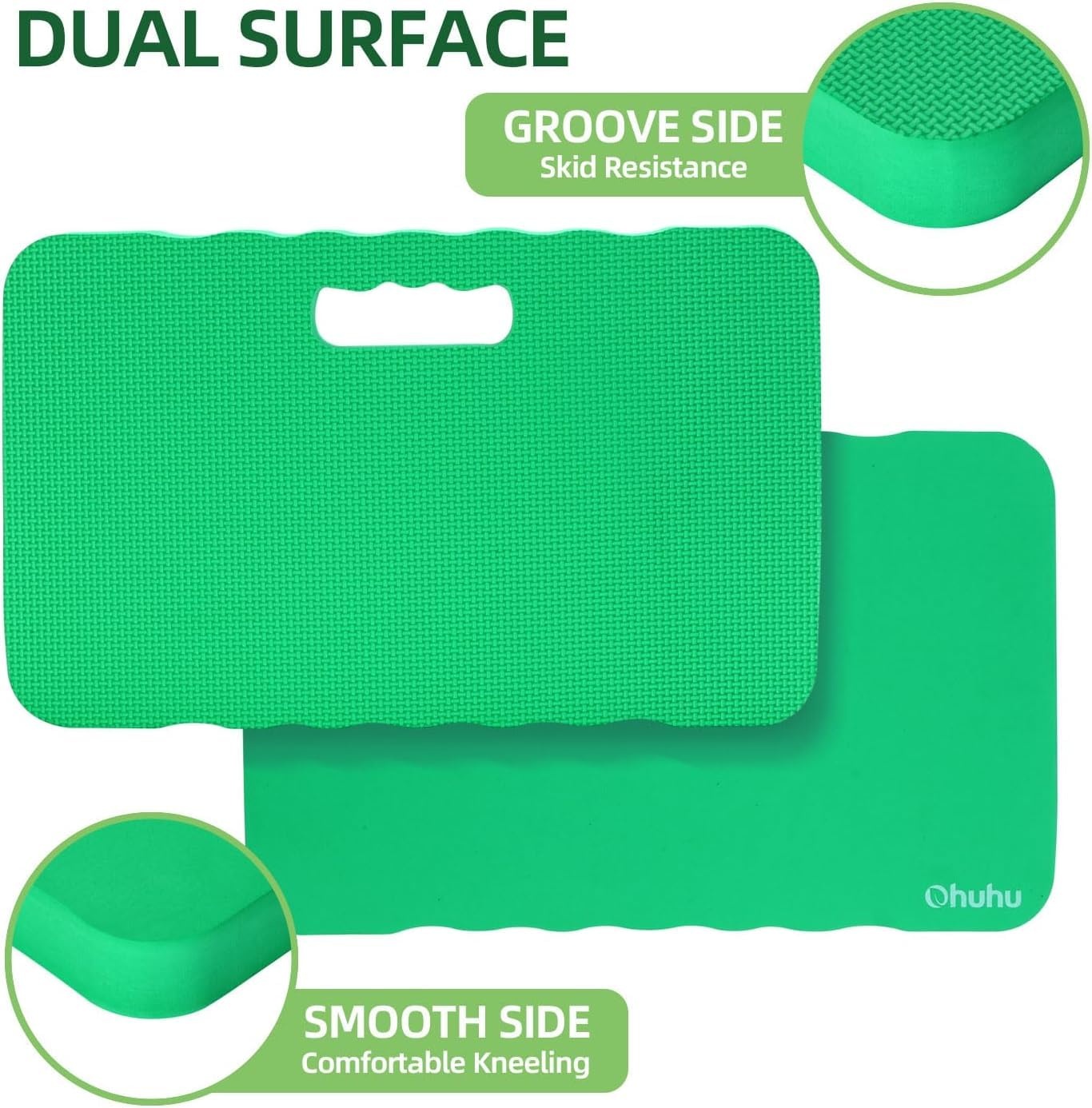 image:imageOhuhu Premium Thick Kneeling Pad 2Pack Large Comfortable Gardening Knee Mat with 2 Different Surfaces Extra Thick Knee Cushion Kneeler for Gardening Work Baby Bath ExerciseGreen