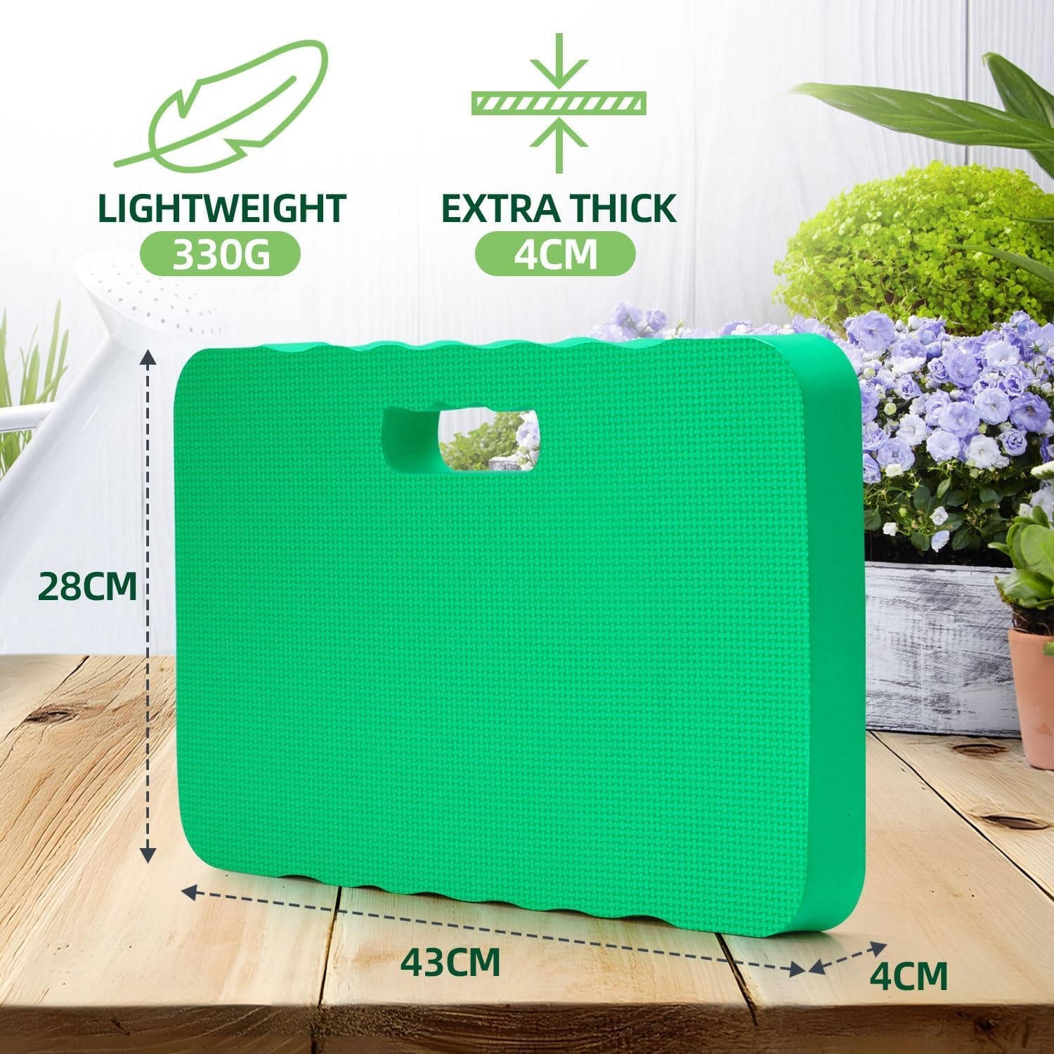 image:imageOhuhu Premium Thick Kneeling Pad 2Pack Large Comfortable Gardening Knee Mat with 2 Different Surfaces Extra Thick Knee Cushion Kneeler for Gardening Work Baby Bath ExerciseGreen