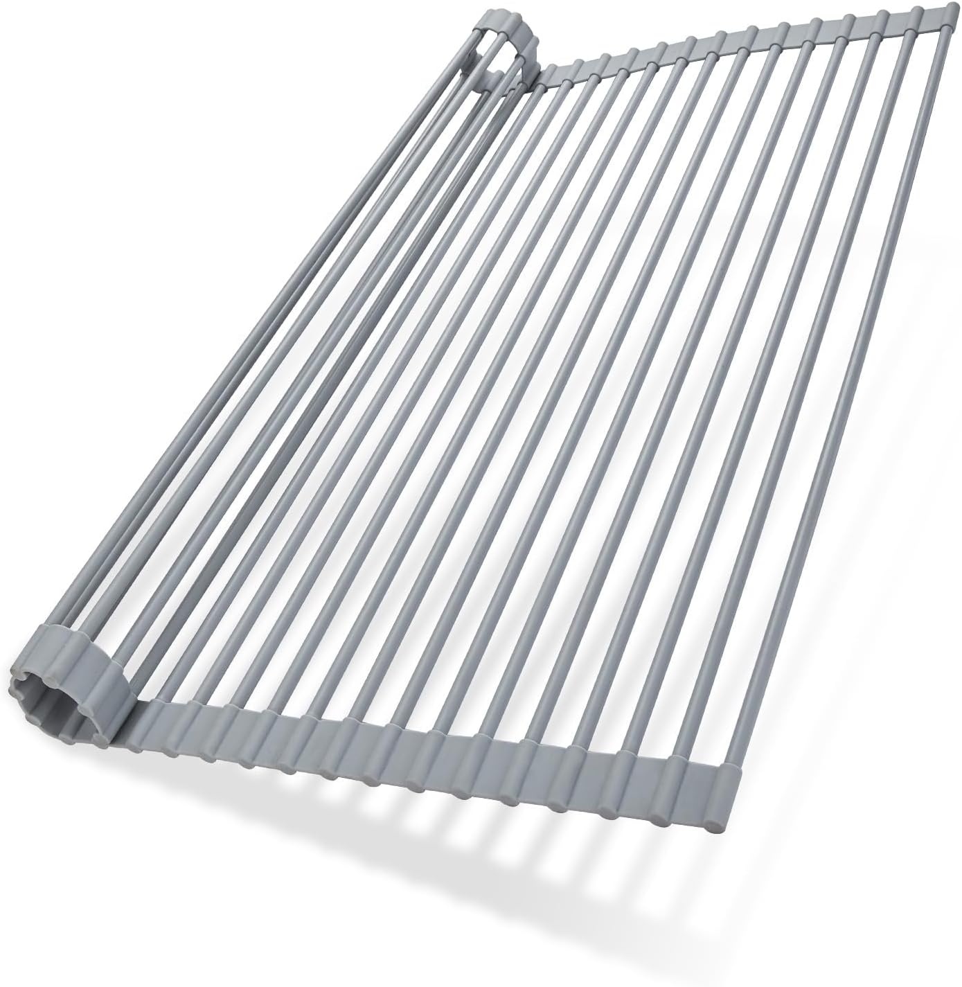 image:imageOhuhu Roll Up Dish Drying Rack Over The Sink Multipurpose RollUp Dish Racks 165 W x 13 L Rolling HeatResistant AntiSlip Silicone Coated Dish Drainer Portable Foldable for Kitchen CounterGray