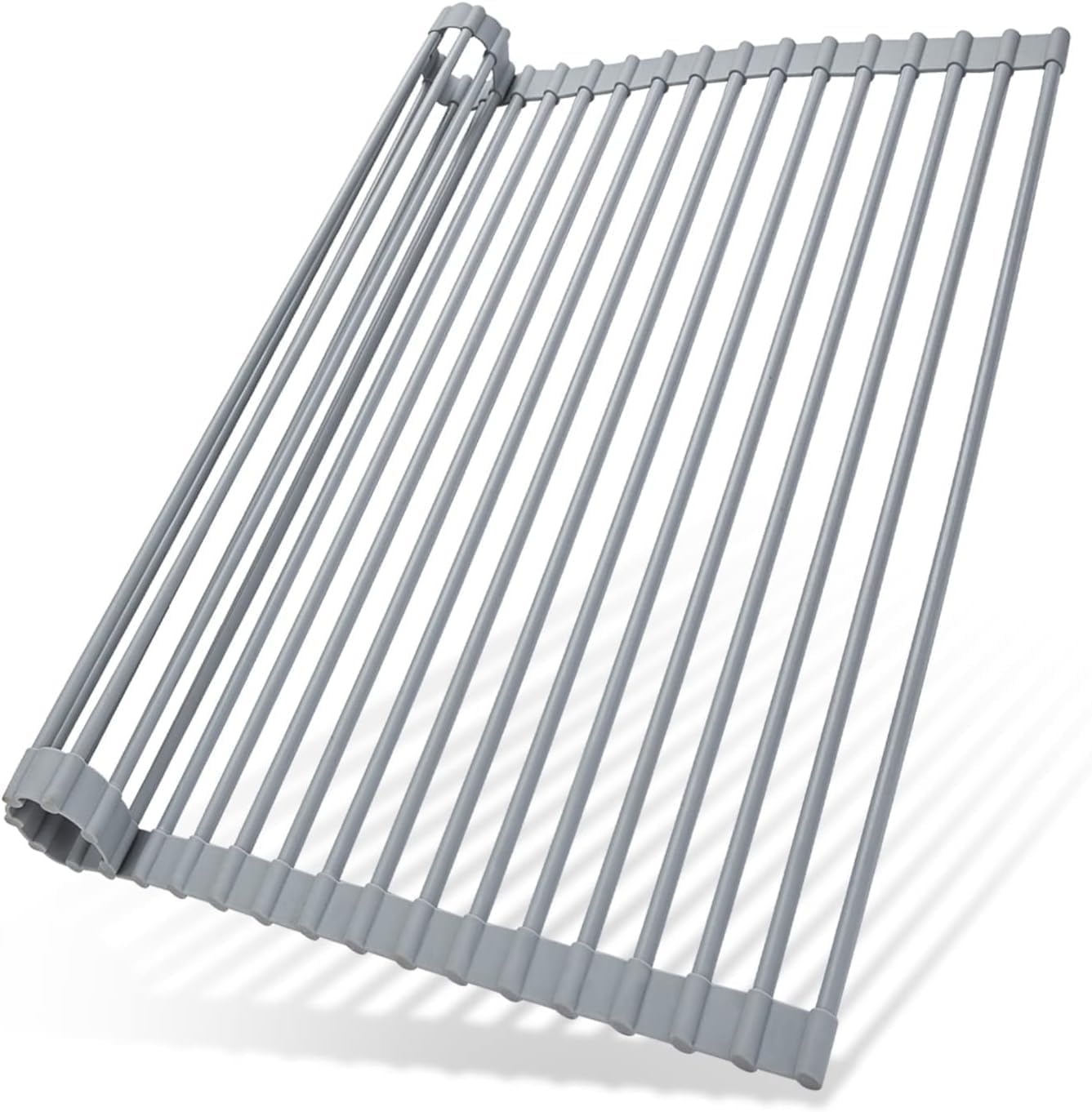 image:imageOhuhu Roll Up Dish Drying Rack Over The Sink Multipurpose RollUp Dish Racks 165 W x 13 L Rolling HeatResistant AntiSlip Silicone Coated Dish Drainer Portable Foldable for Kitchen CounterGray