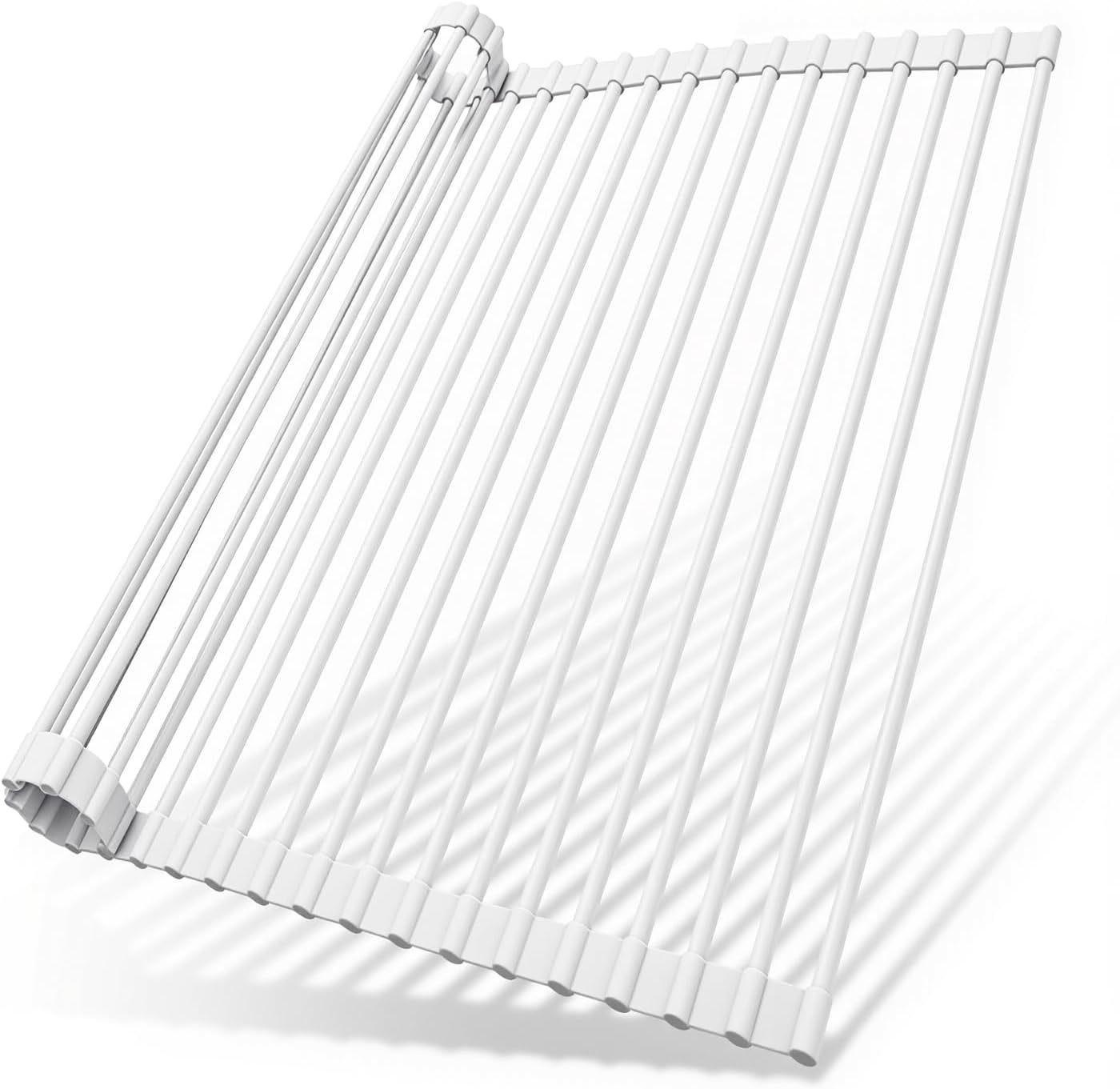 image:imageOhuhu Roll Up Dish Drying Rack Over The Sink Multipurpose RollUp Dish Racks 165 W x 13 L Rolling HeatResistant AntiSlip Silicone Coated Dish Drainer Portable Foldable for Kitchen CounterWhite