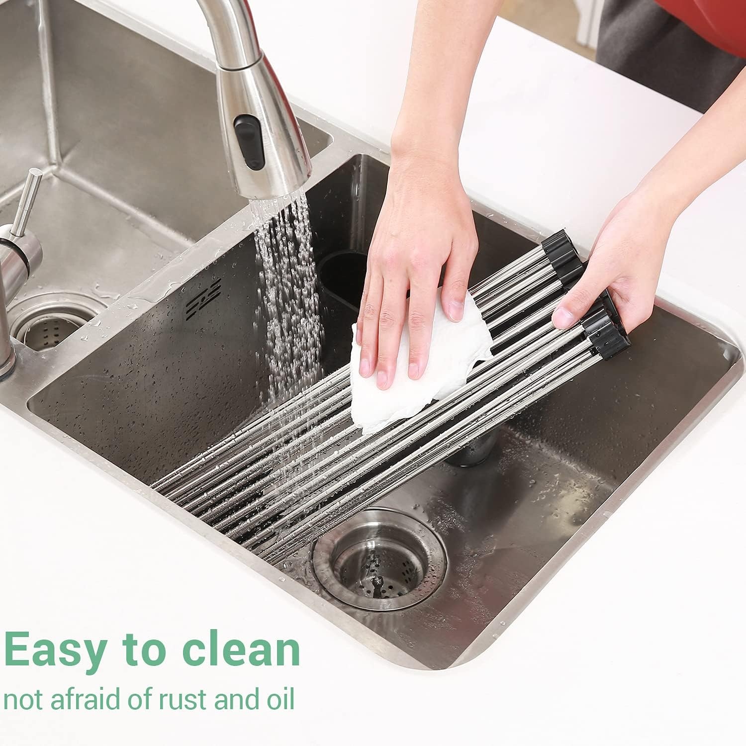 image:imageOhuhu Roll Up Dish Drying Rack with Utensil Holder Sink Dish Drying Rack 173 L x 156 W Dish Drainer Multipurpose Collapsible Dish Racks for Kitchen Counter Organizer
