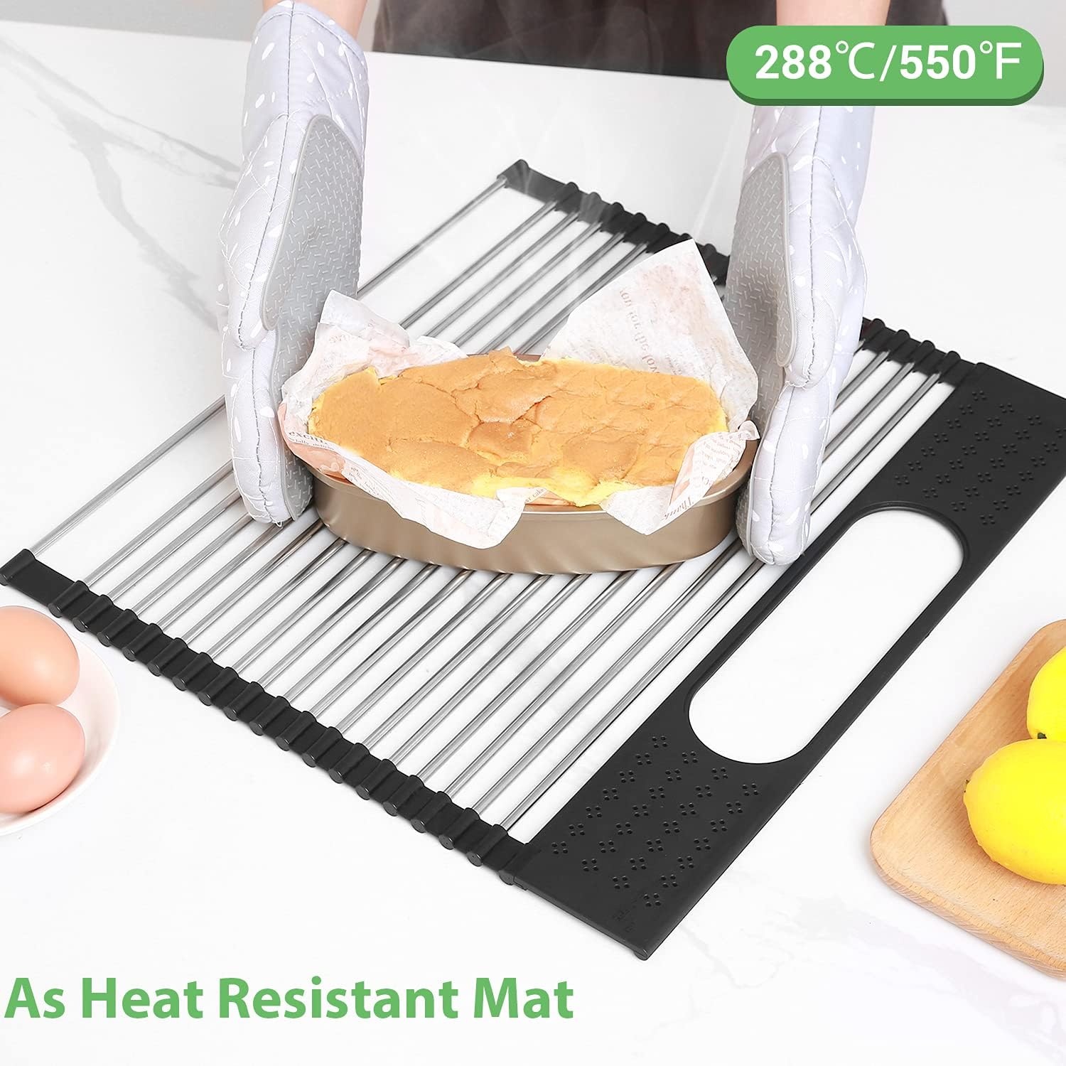 image:imageOhuhu Roll Up Dish Drying Rack with Utensil Holder Sink Dish Drying Rack 173 L x 156 W Dish Drainer Multipurpose Collapsible Dish Racks for Kitchen Counter Organizer