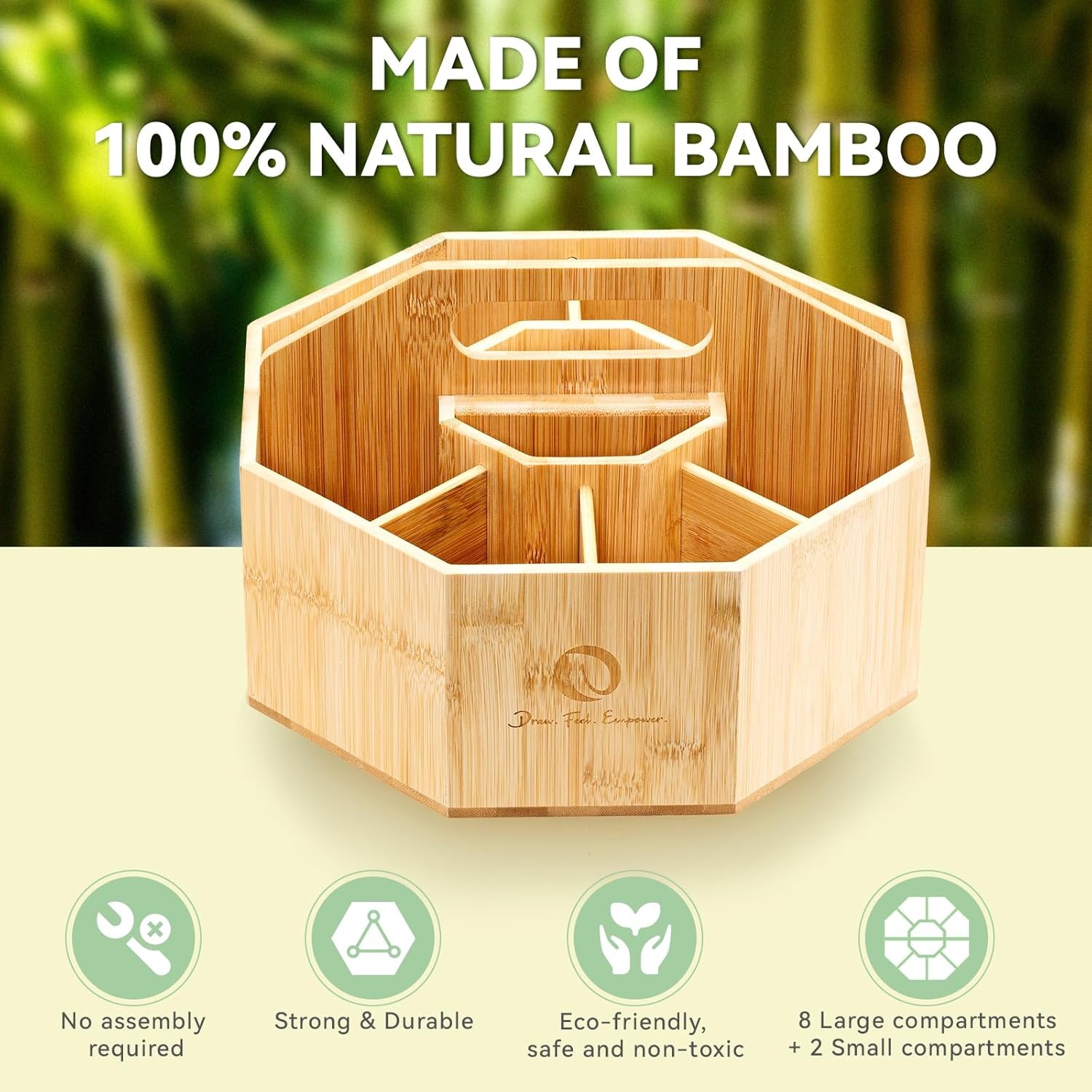 image:imageOhuhu Rotating Marker Organizer for Alcohol Markers 360 Rotating Bamboo Storage Hold 162 Honoluluamp B Alcohol Markers Pens Pencil Holder with 10 Compartments for Home Classroom Office Decor